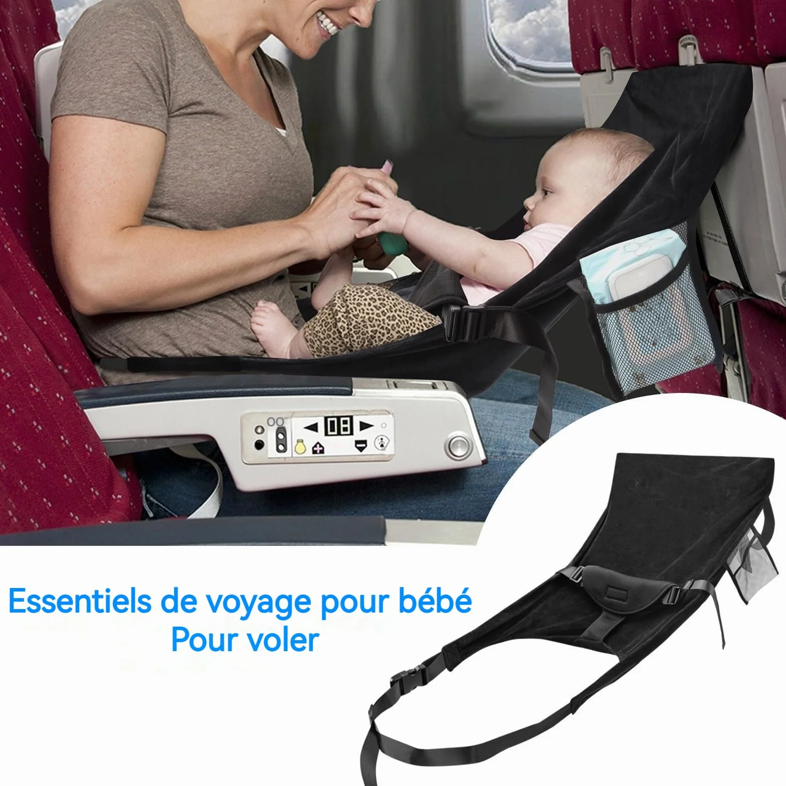 Housse Hamac Respirante Confort pour Vols Voiture Enfant Lit Bébé Avion