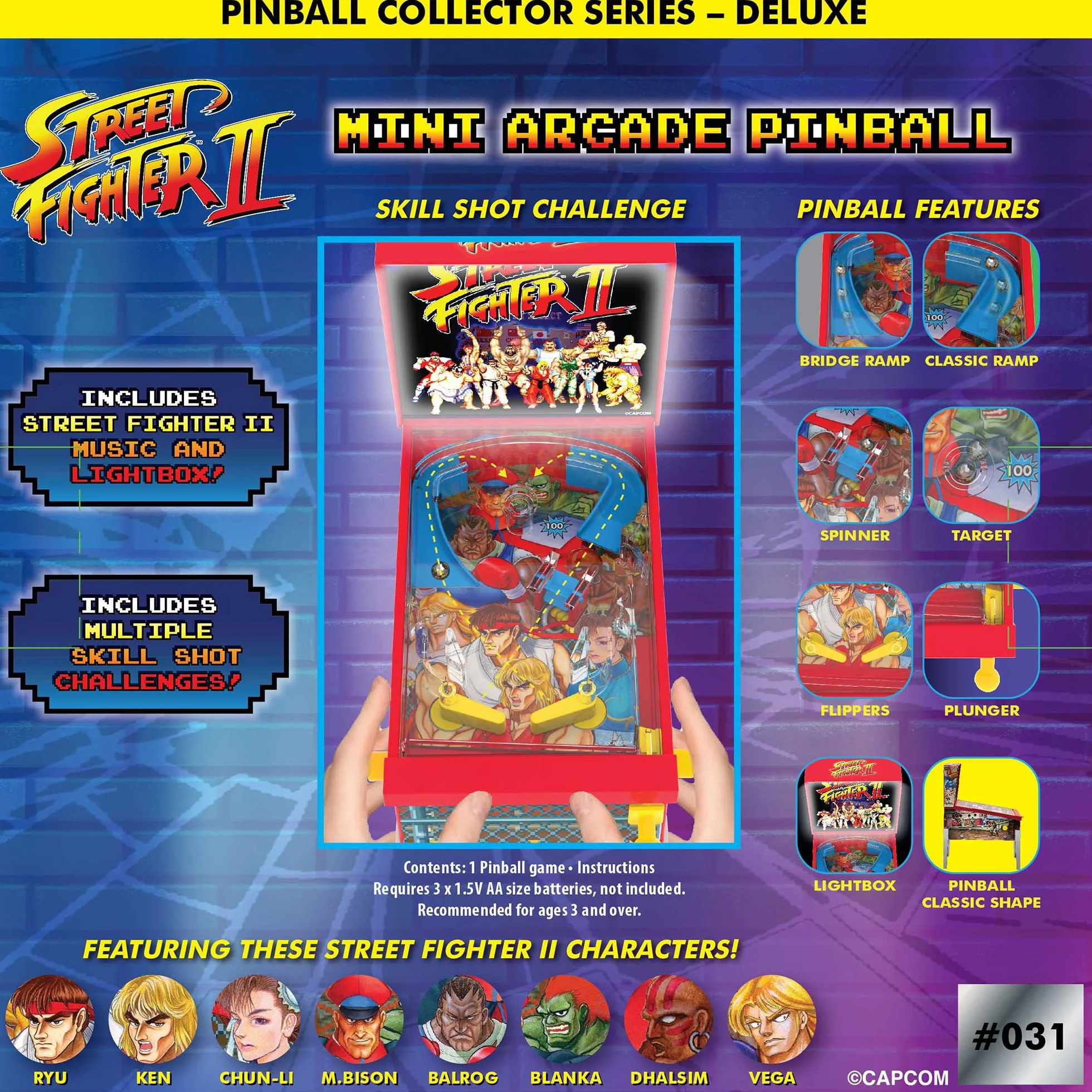 Ambassador Street Fighter II Mini Flipper Arcade - Jeu de Flipper de Table avec Lumière et Son