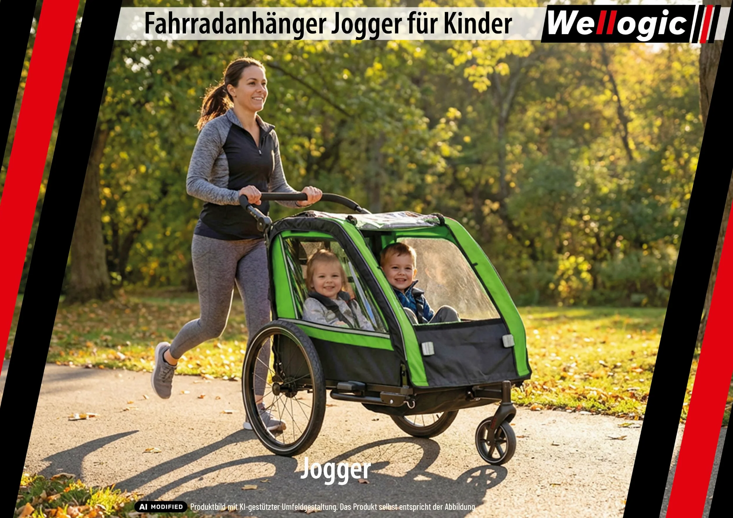Remorque de vélo pour enfant pour 1 à 2 enfants, remorque de vélo et poussette 2 en 1 jusqu'à 36 kg, système de harnais à 5 points, roues de 20", roues à dégagement rapide, système de stationnement