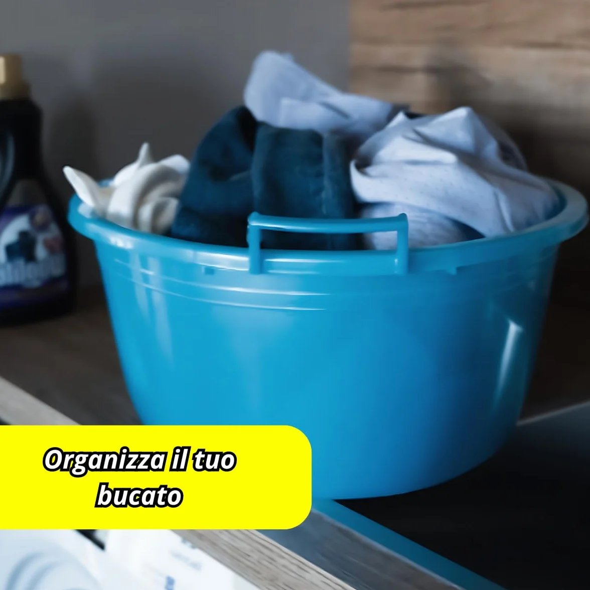 Tomaino Bassine à lessive en plastique rigide ronde 18 l Ø 45 cm Conteneur à linge multifonction