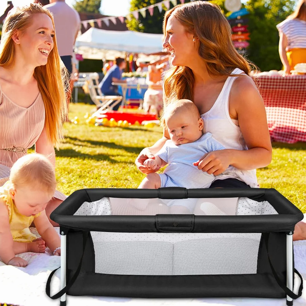 Lit de Voyage Bébé Pliable avec Moustiquaire 90 x 50 x 35 cm Noir