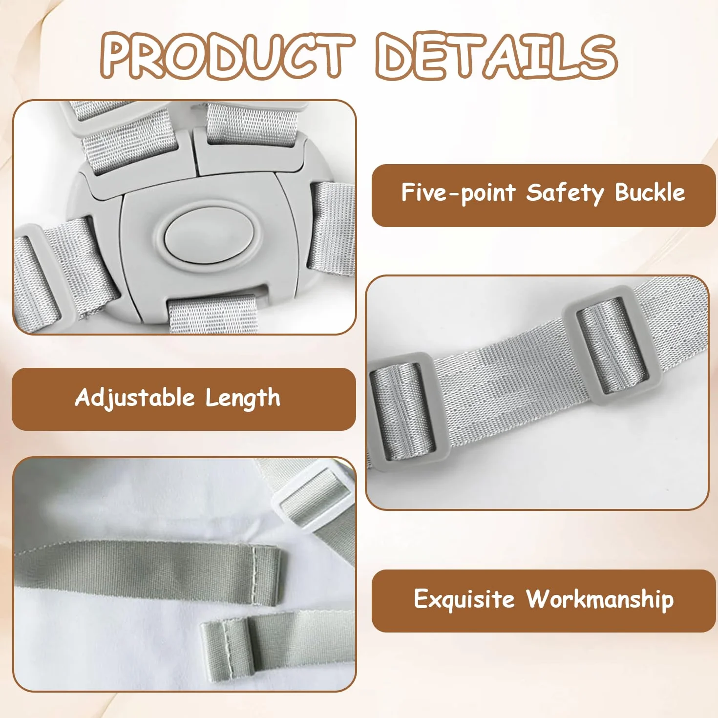 Harnais Chaise Haute Bébé, Ceinture de Sécurité 5 Points Sangle Universelle Rechange