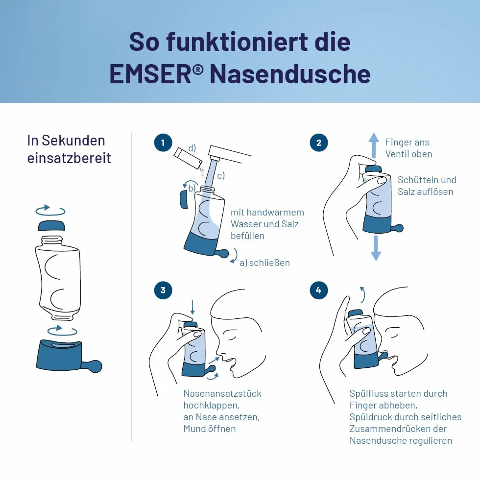 EMSER Nasendusche nasales Reinigungs-Set mit Spülsalz-Beuteln, 1 Stück