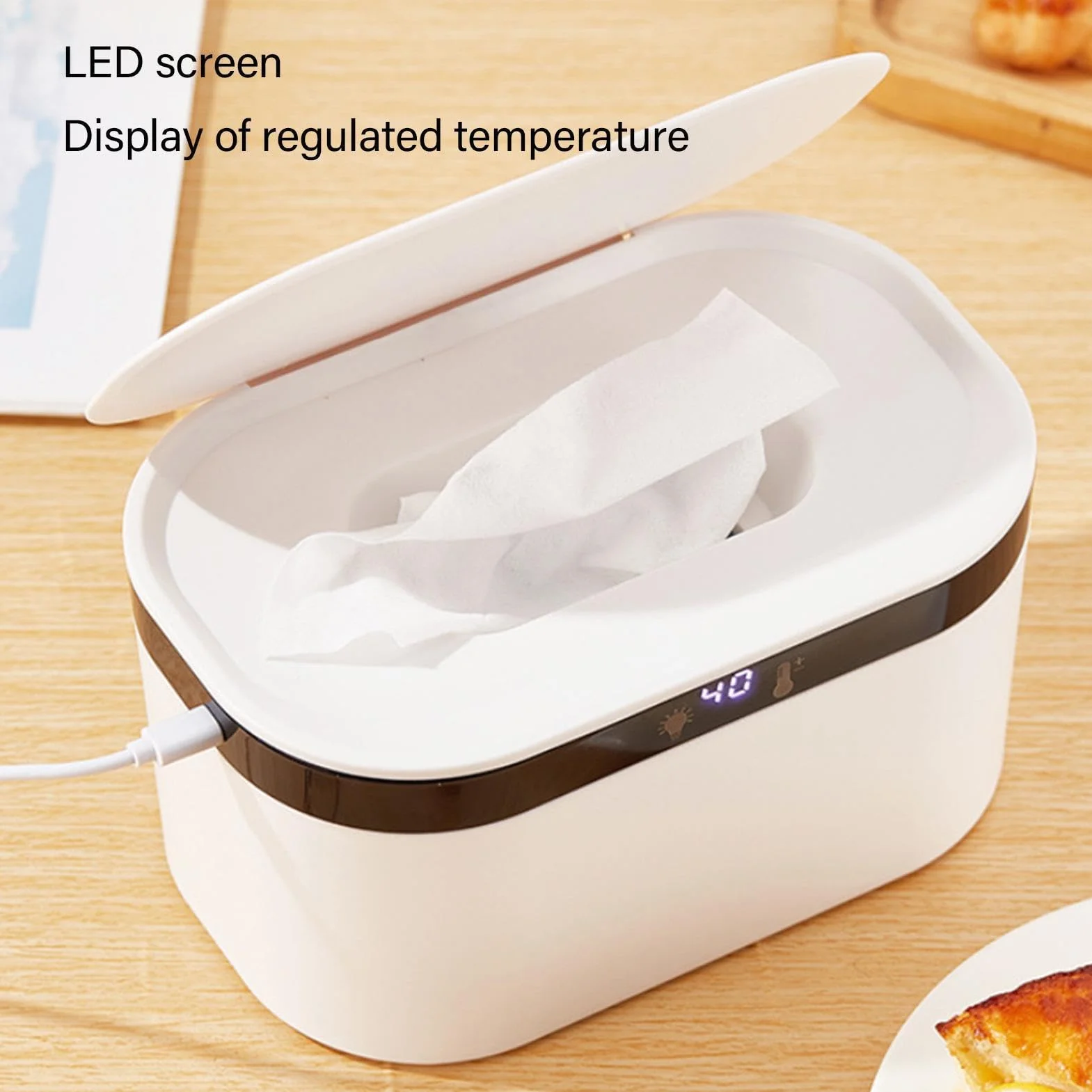 Thermostatic Wipes Warmer, Portable USB Wet Wipes Heater, Compact Dispenser for Camping Home Car Travel