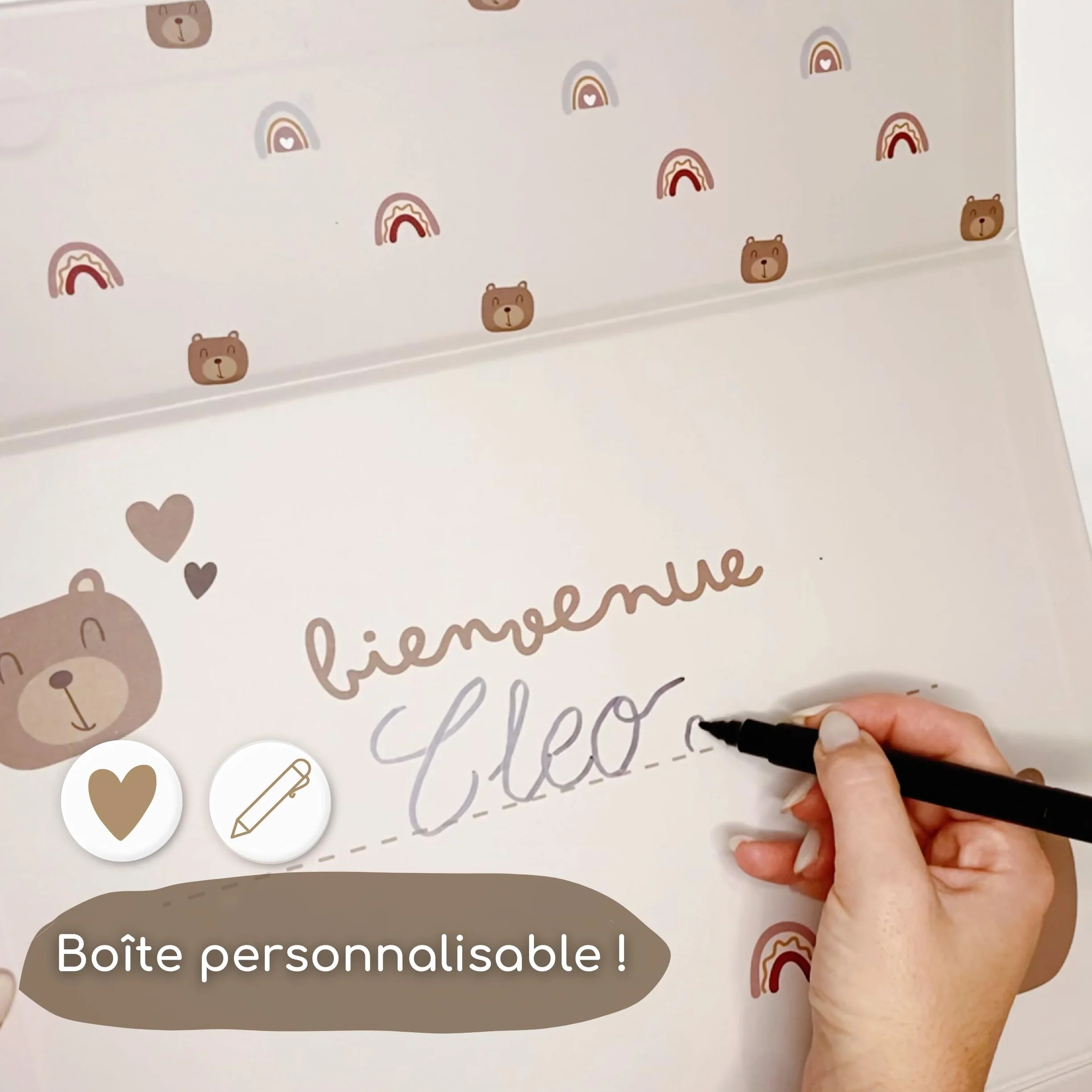 Boîte à Souvenirs Bébé Coffret de Naissance Personnalisable Cadeau Baby Shower