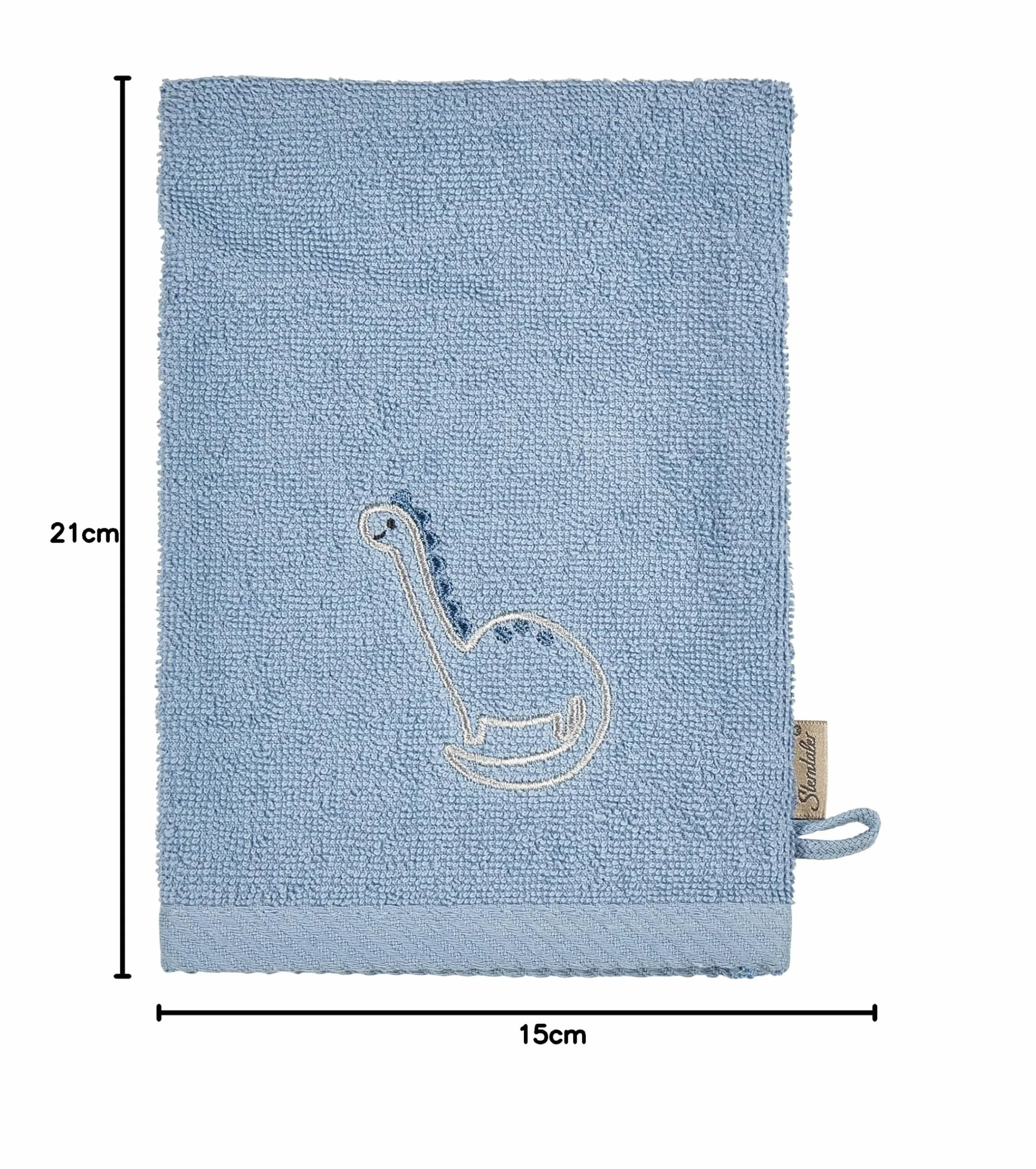 Sterntaler Dino Rexi Lot de 2 gants de toilette en tissu éponge pour bébé en coton absorbant Bleu