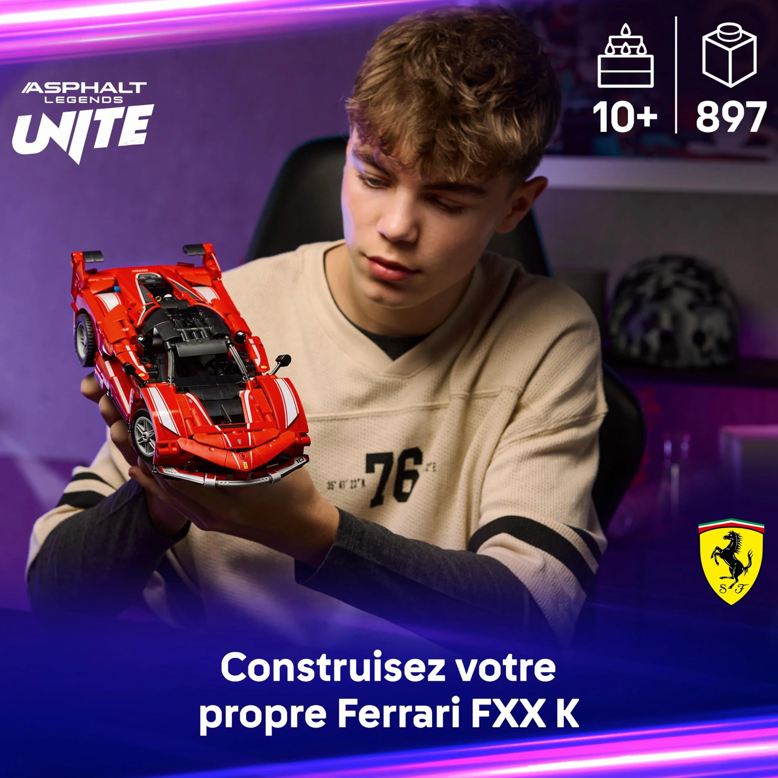 LEGO Technic Ferrari FXX K Voiture de Course Maquette de Construction Moteur V12 Différentiel Pistons Mobiles Cadeau 10 Ans 42212