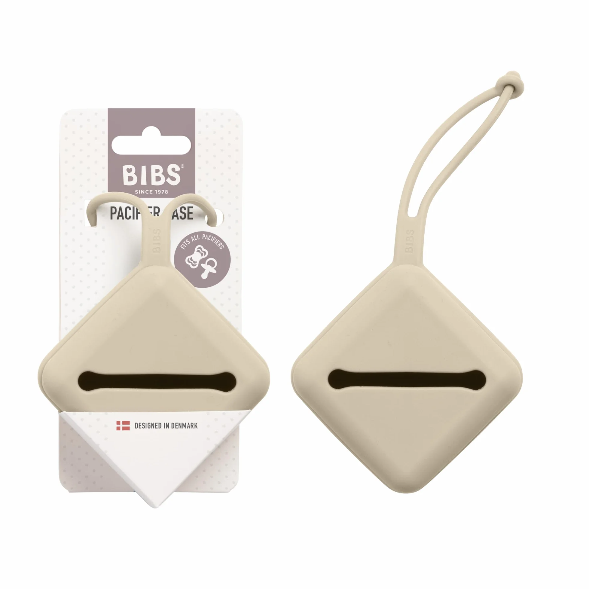 Boîte pour sucettes BIBS Vanilla, avec sangle, sans BPA, fabriqué au Danemark