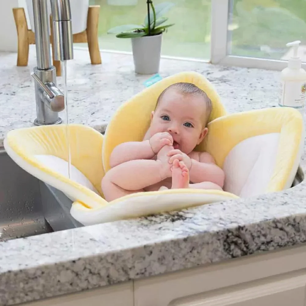 Coussin de Bain Bébé 80cm, Siège de Bain en Maille, Tissu Doux, Blanc