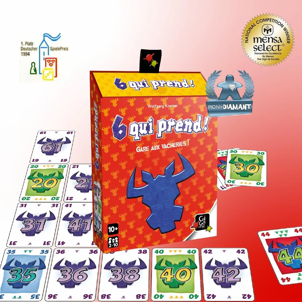 GIGAMIC 6 Qui Prend ! Jeu de société cartes dès 8 ans famille amis 2-10 joueurs 45 min Version Française