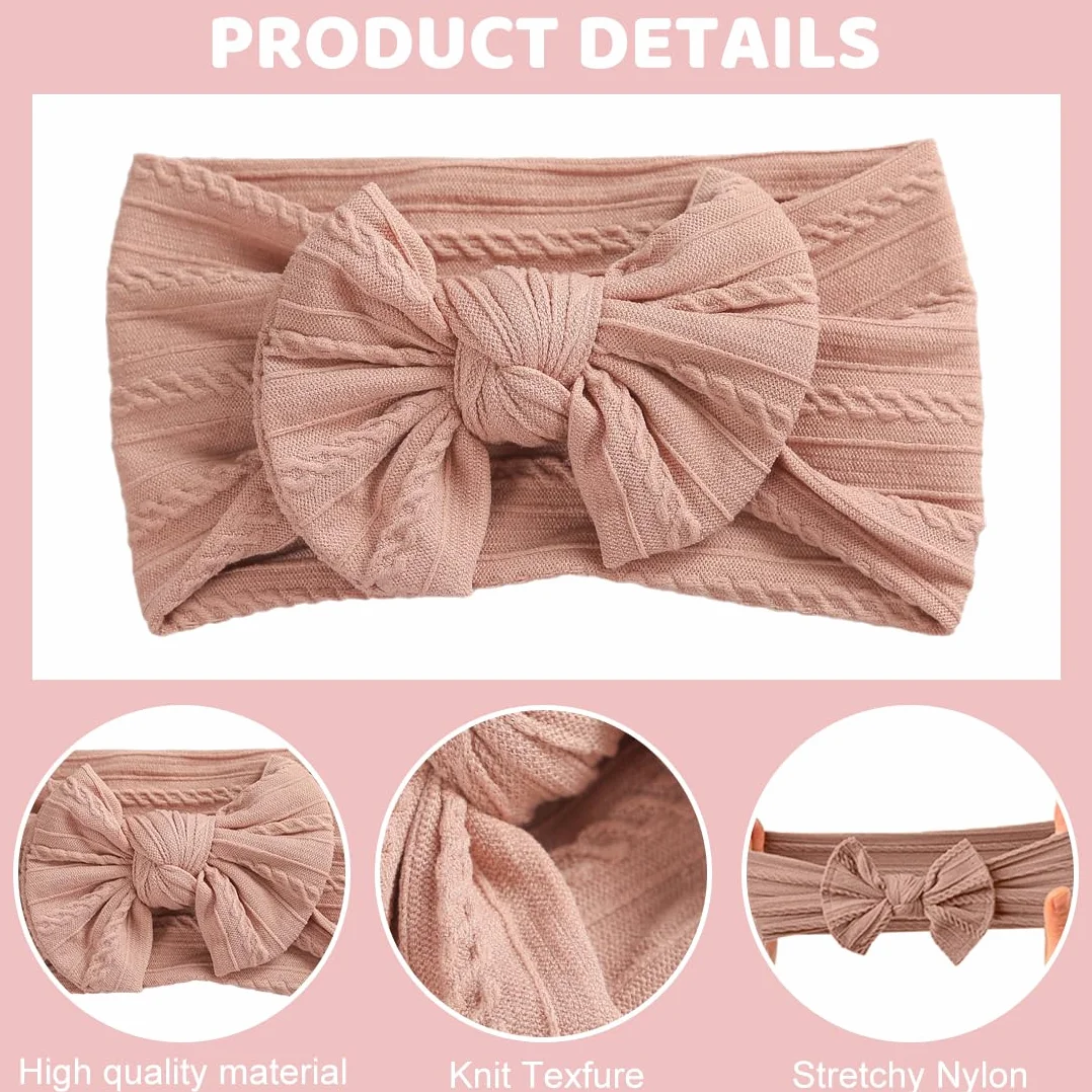 Lot de 3 Bandeaux pour Bébé Fille en Nylon avec Nœuds