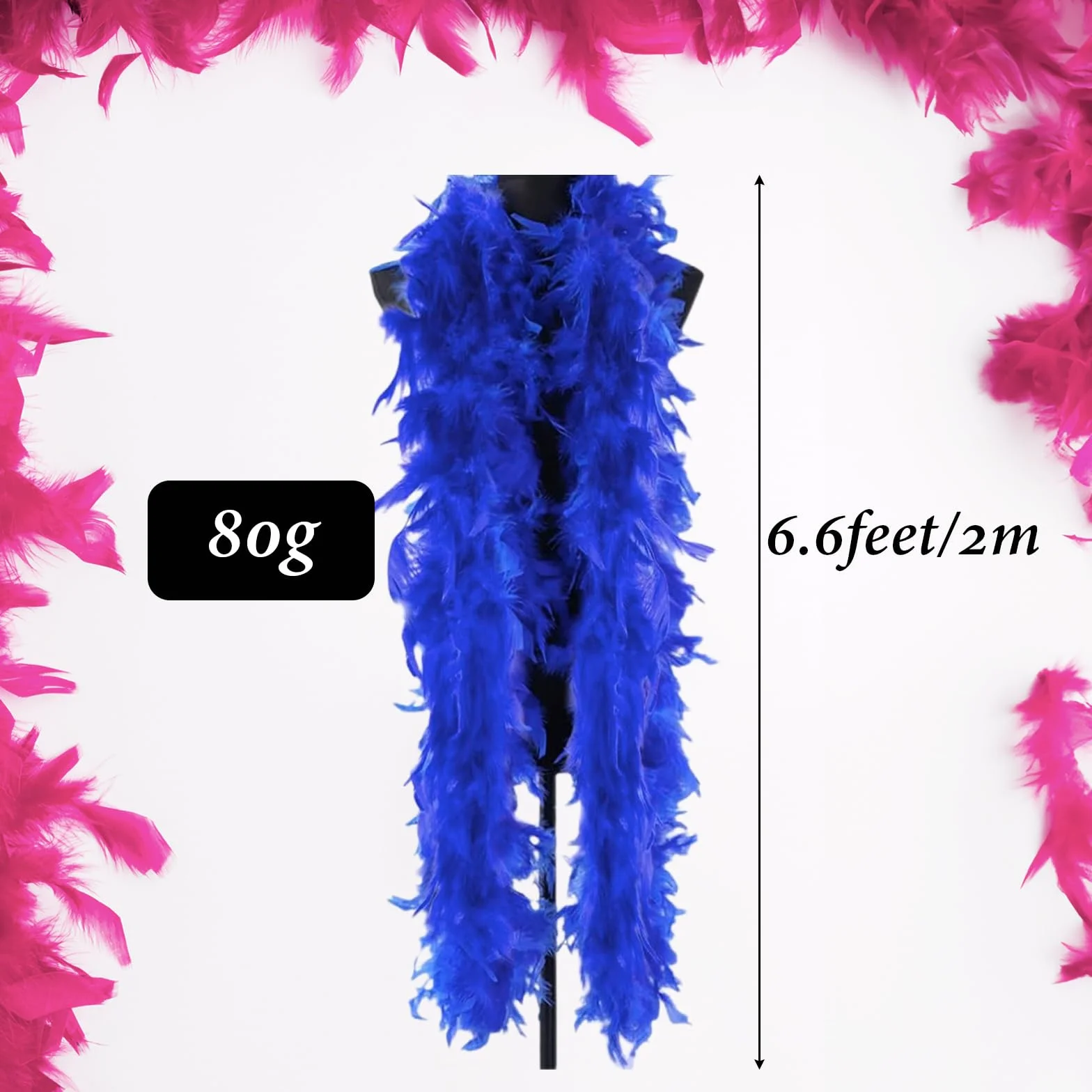 Boa en Plumes Bleu Roi 2M 80g DIY Accessoire Déguisement Carnaval Fête Halloween