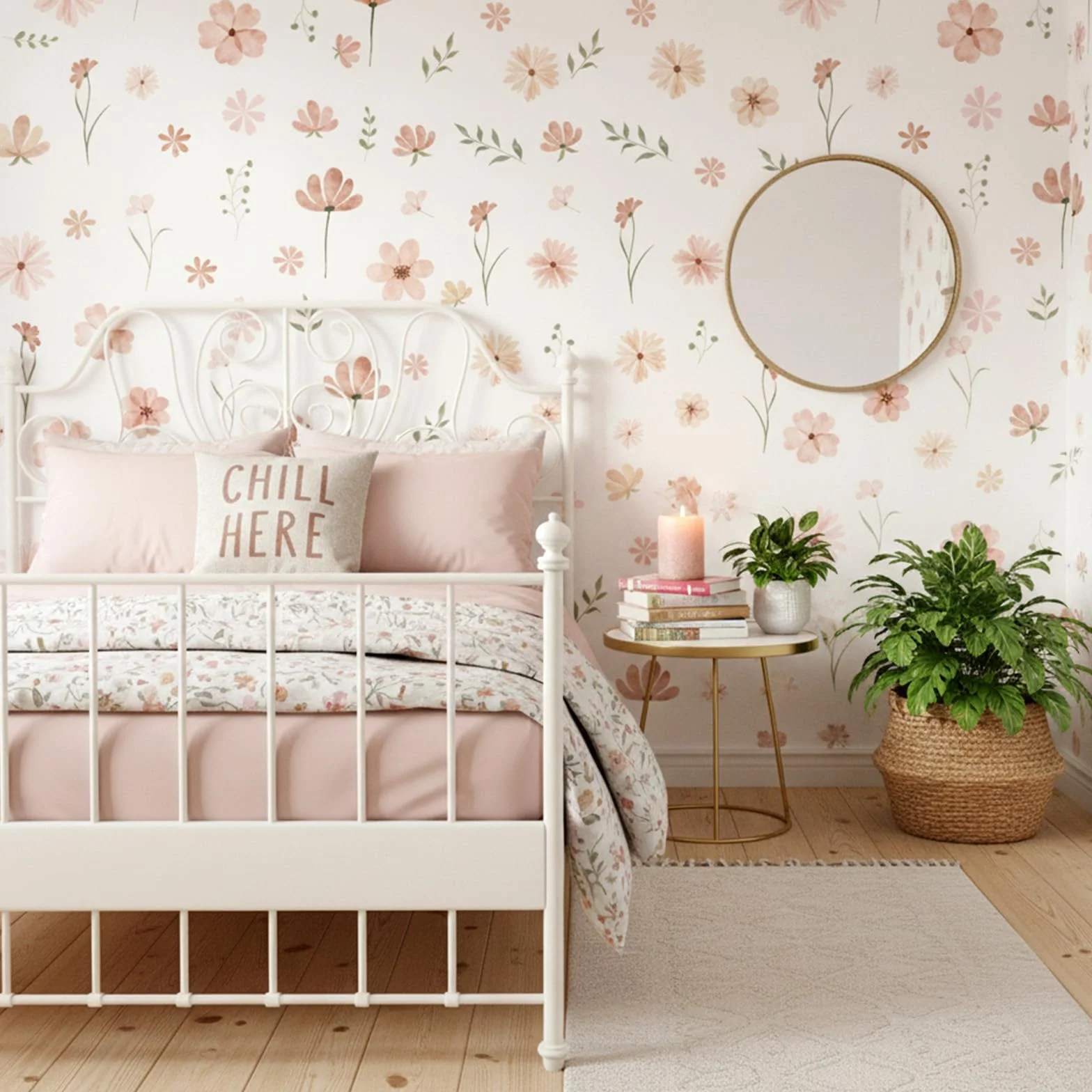 Stickers Muraux Boho Fleurs Feuilles Autocollants Muraux Petits Motifs Floraux