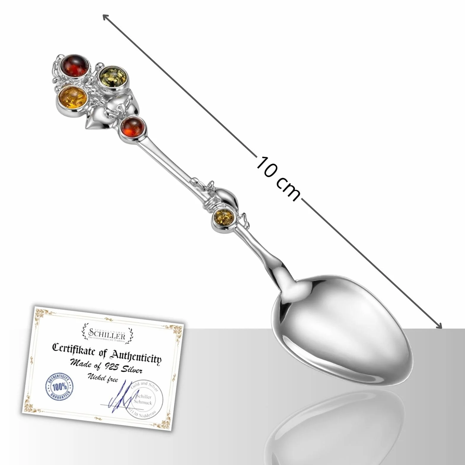 Cuillère En Argent Fabriquée À La Main Avec Ambres Pour Cadeaux De Naissance