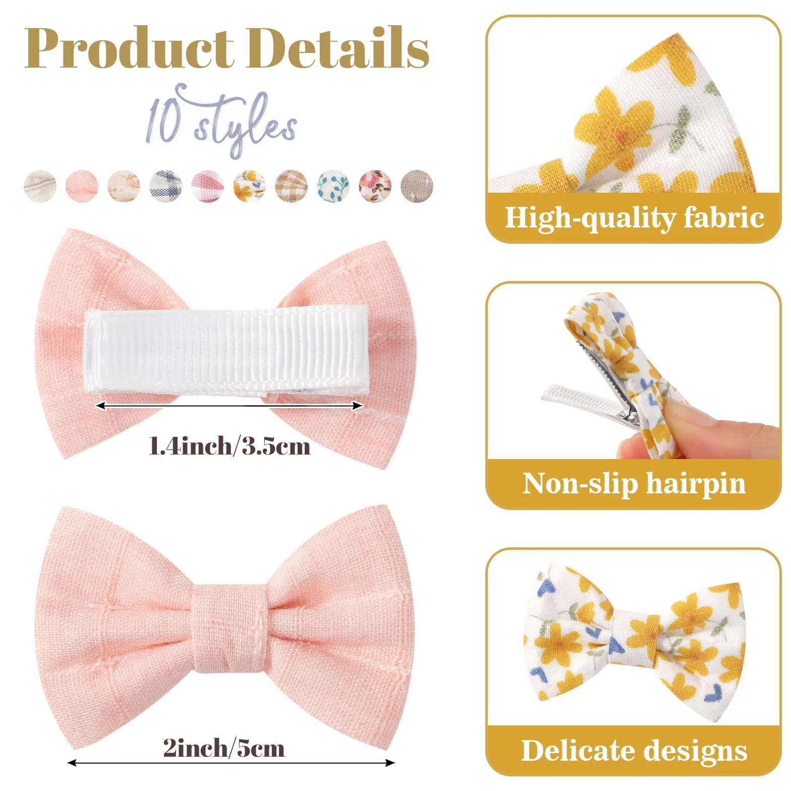 Jollybows 20pcs Barettes Cheveux 5 cm Pince Noeud Cheveux Bébé Accessoires Enfant