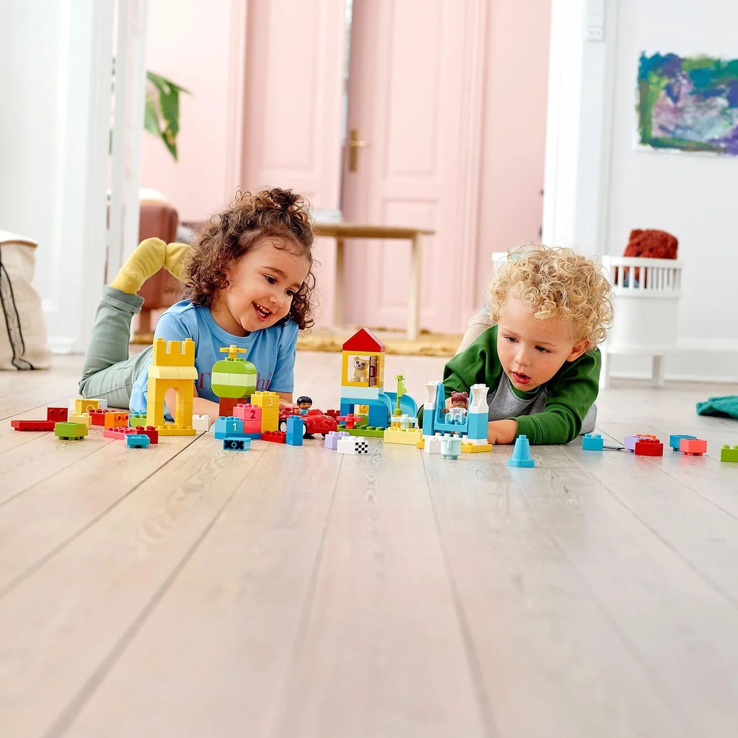 LEGO Duplo La Boîte de Briques Deluxe 10914 Jouet dès 1 an Motricité Fine Voiture Briques Chiffres Figurines Animaux Rangement