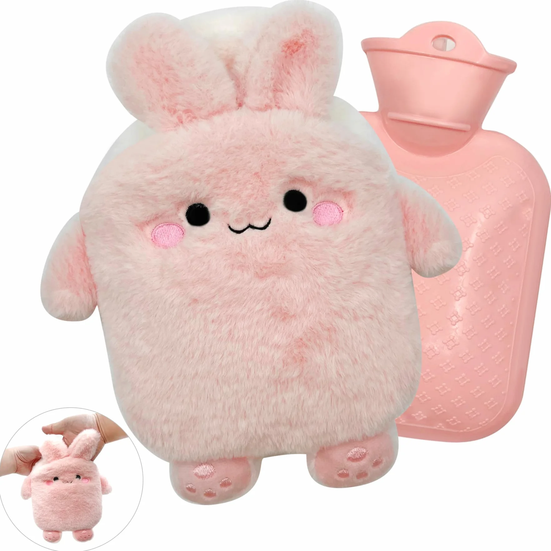 Bouillotte Avec Housse d'Eau Chaude en Silicone - Mini Peluche Sûre et Durable, Recyclable Pour l'Hiver