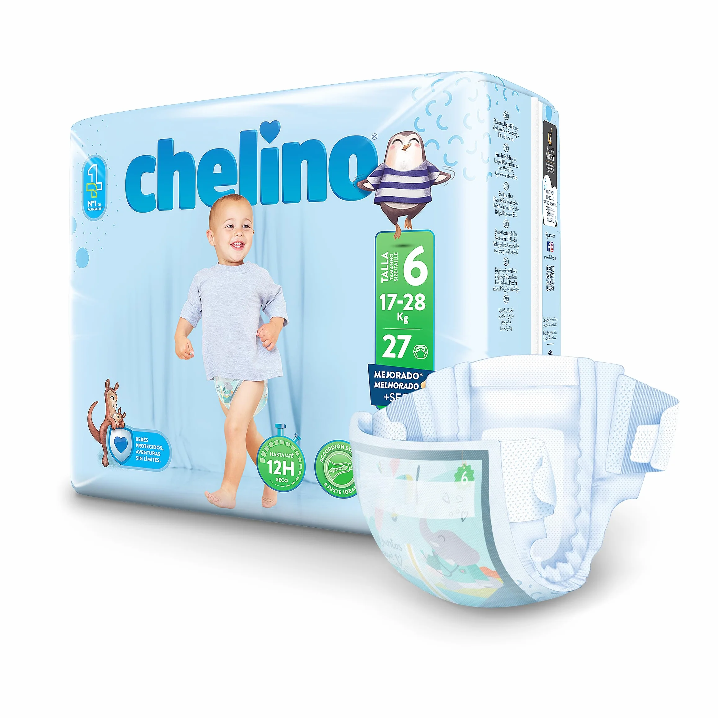 Indas Chelino Mode & Love couches XL, Gr. 6 (17-28 kg), 27 pièces