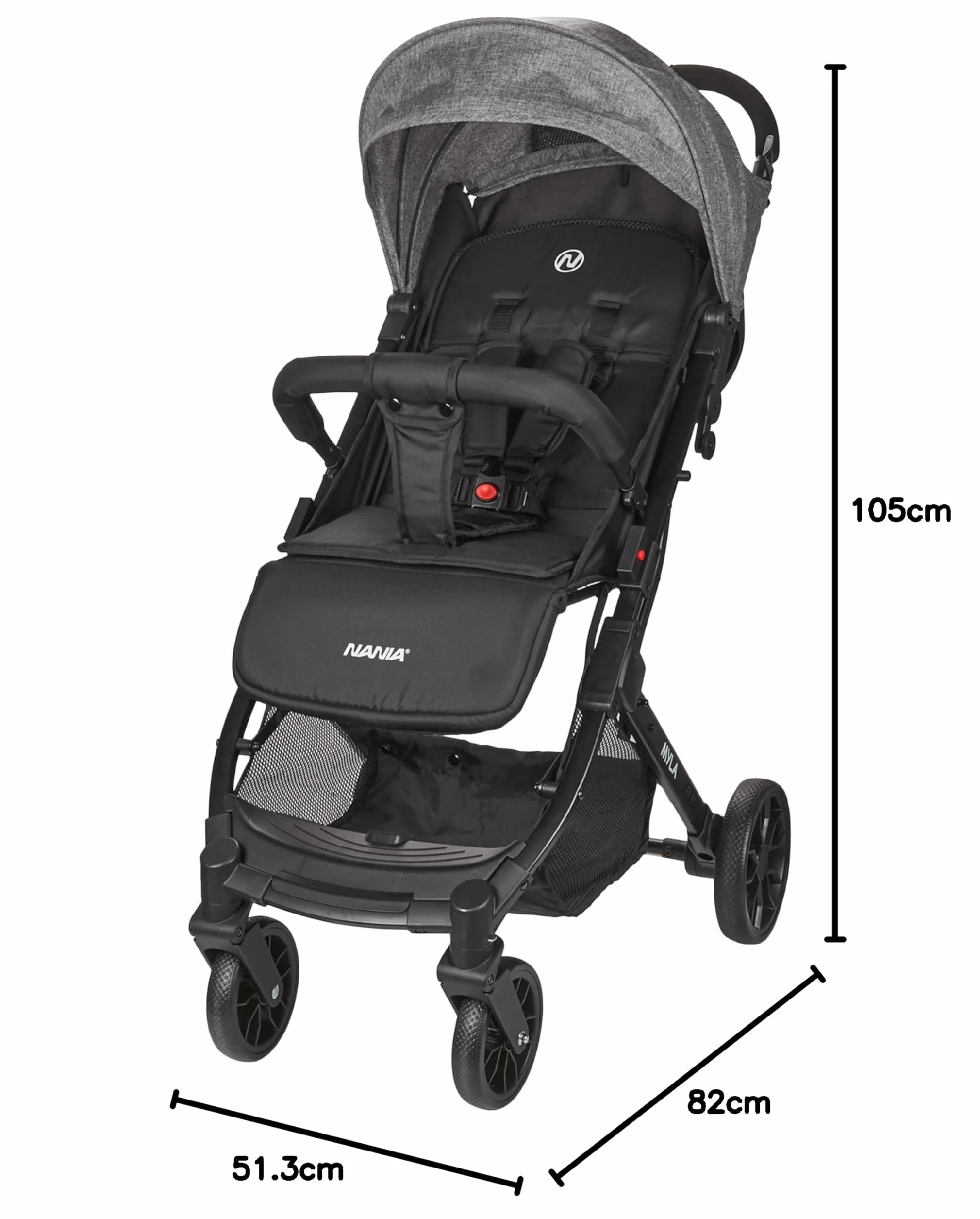 Nania Myla poussette canne compacte 0-4 ans 22kg légère 7.5kg citadine inclinable grand panier