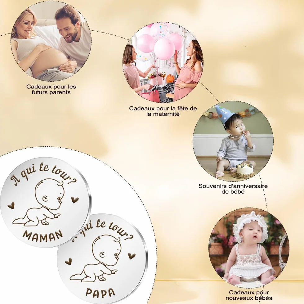 Pièce De Monnaie De Décision Cadeau Naissance Futur Parents Maman