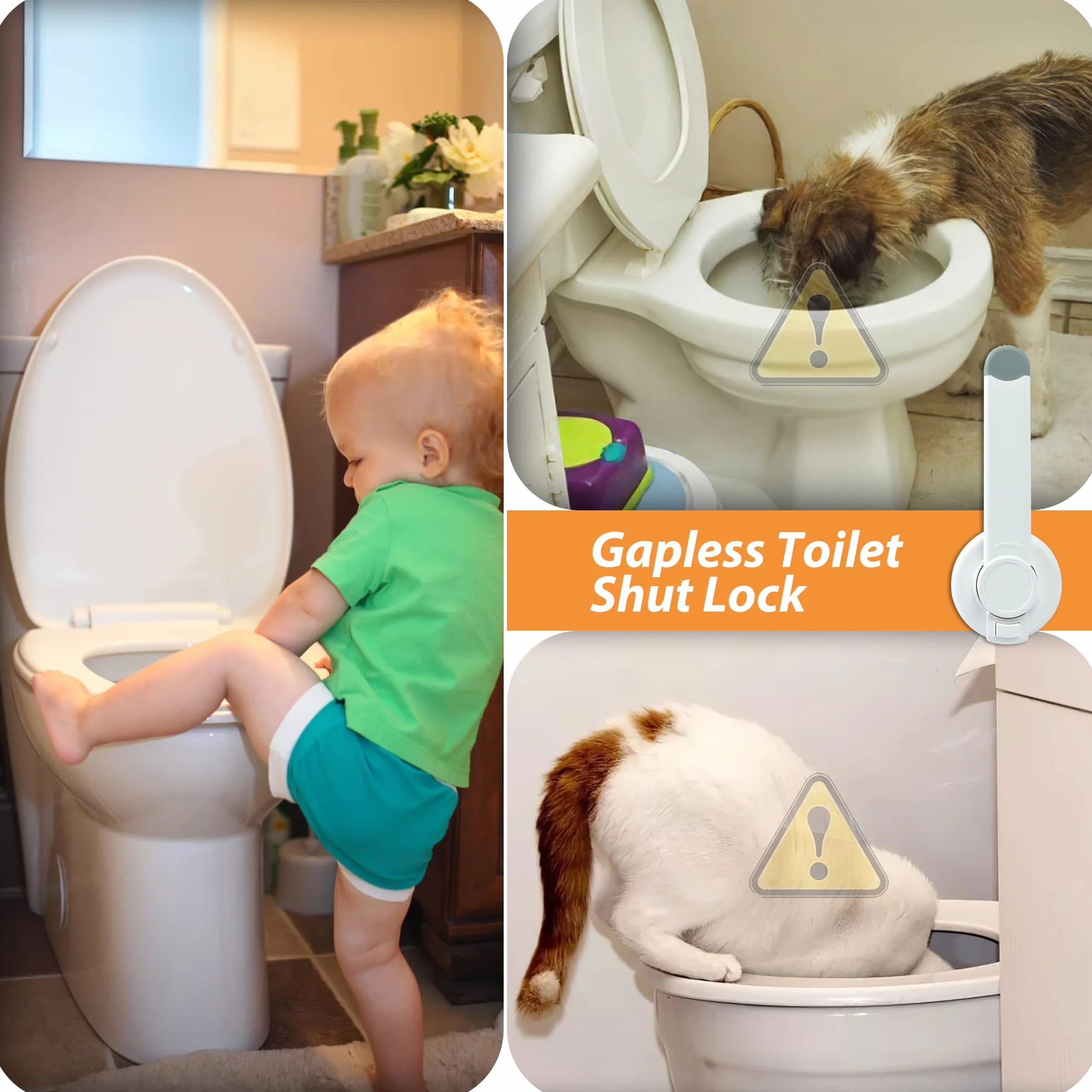 Verrou de Toilettede Sécurité pour Bébé, 2Pack, Sécurité Enfants, Installation Facile, Adhésif 3M