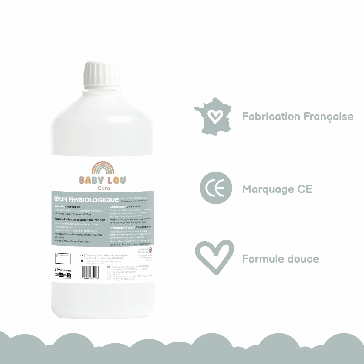 Sérum Physiologique 3x1L NaCl 0,9% Lavage Fosses Nasales France