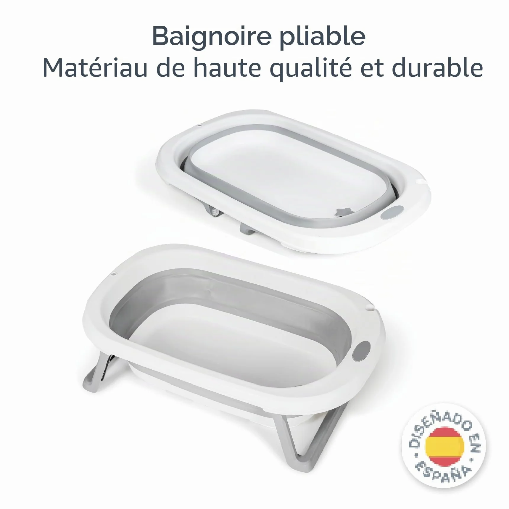Baignoire pliable pour bébé avec pieds MS BabyWorld Flex portable vidange