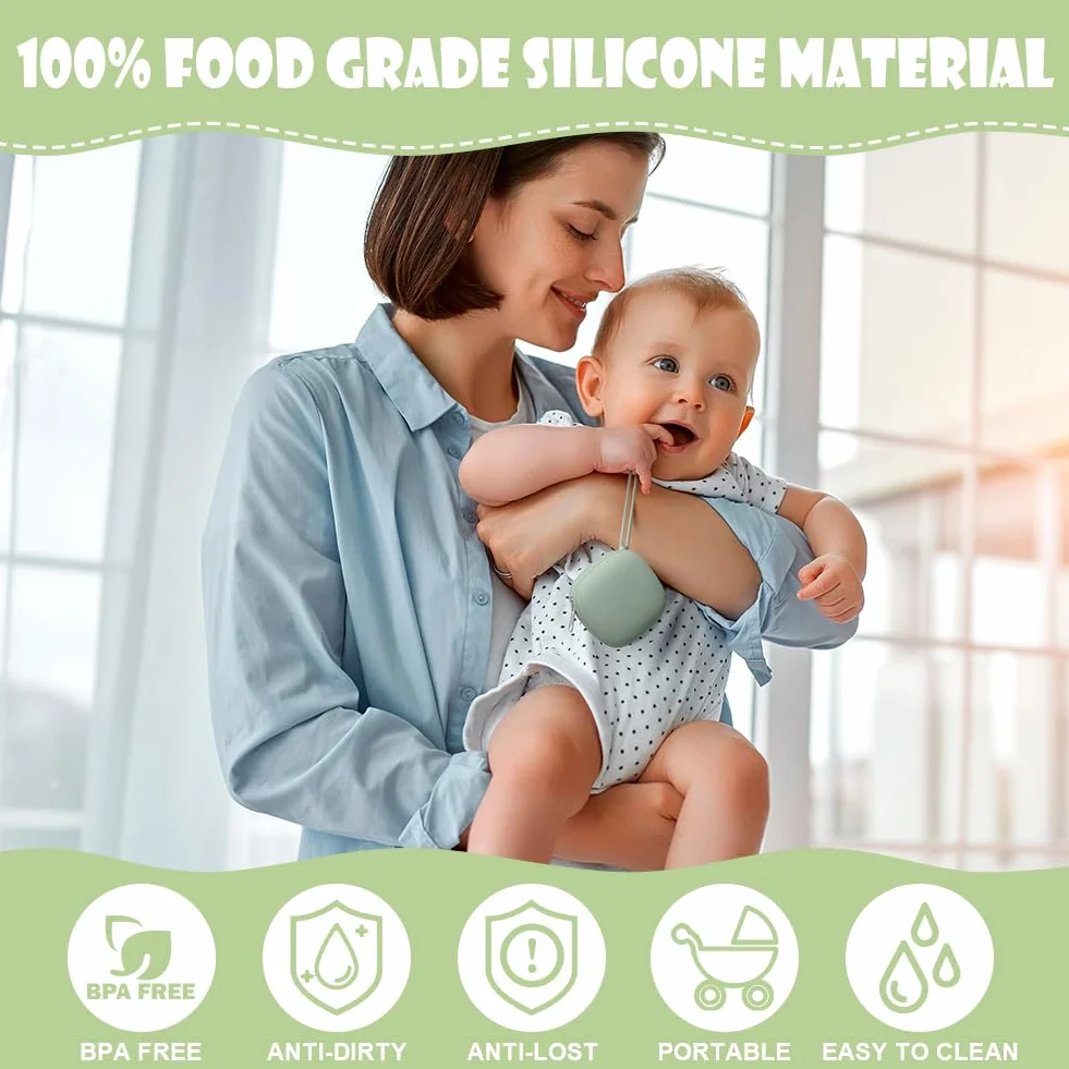 Boite a Sucette Bebe en Silicone Impermeable Sans BPA pour Voyage (Vert)