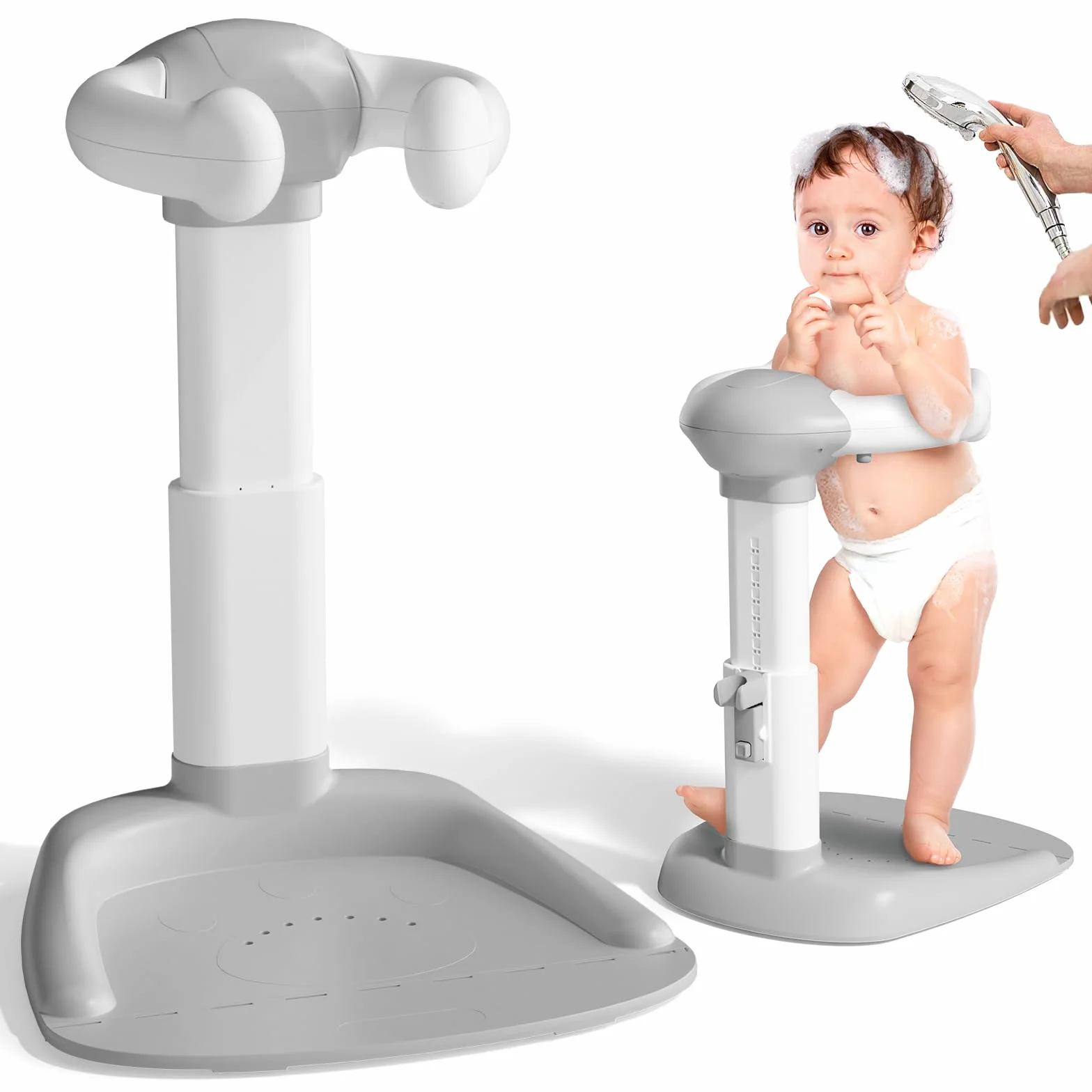 COOSEYA® Baignoire bébé avec support de douche réglable anti-pincement pour bébé debout