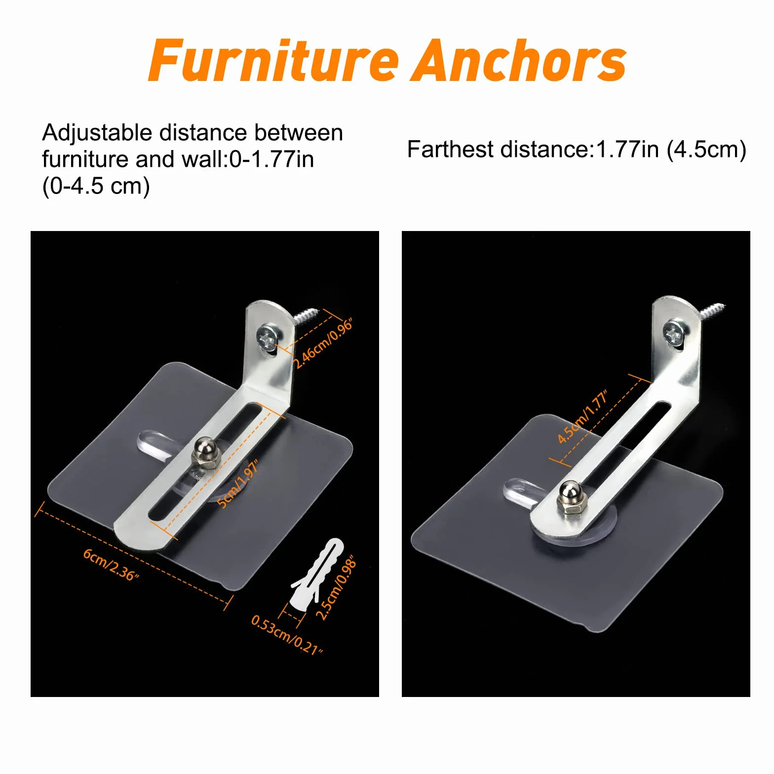 OOTSR Ancrage de Sécurité de Meuble, 8 Paquets Anti-Basculement Kit pour Protection des Bébés et Animaux, Métal Sangle Muraux