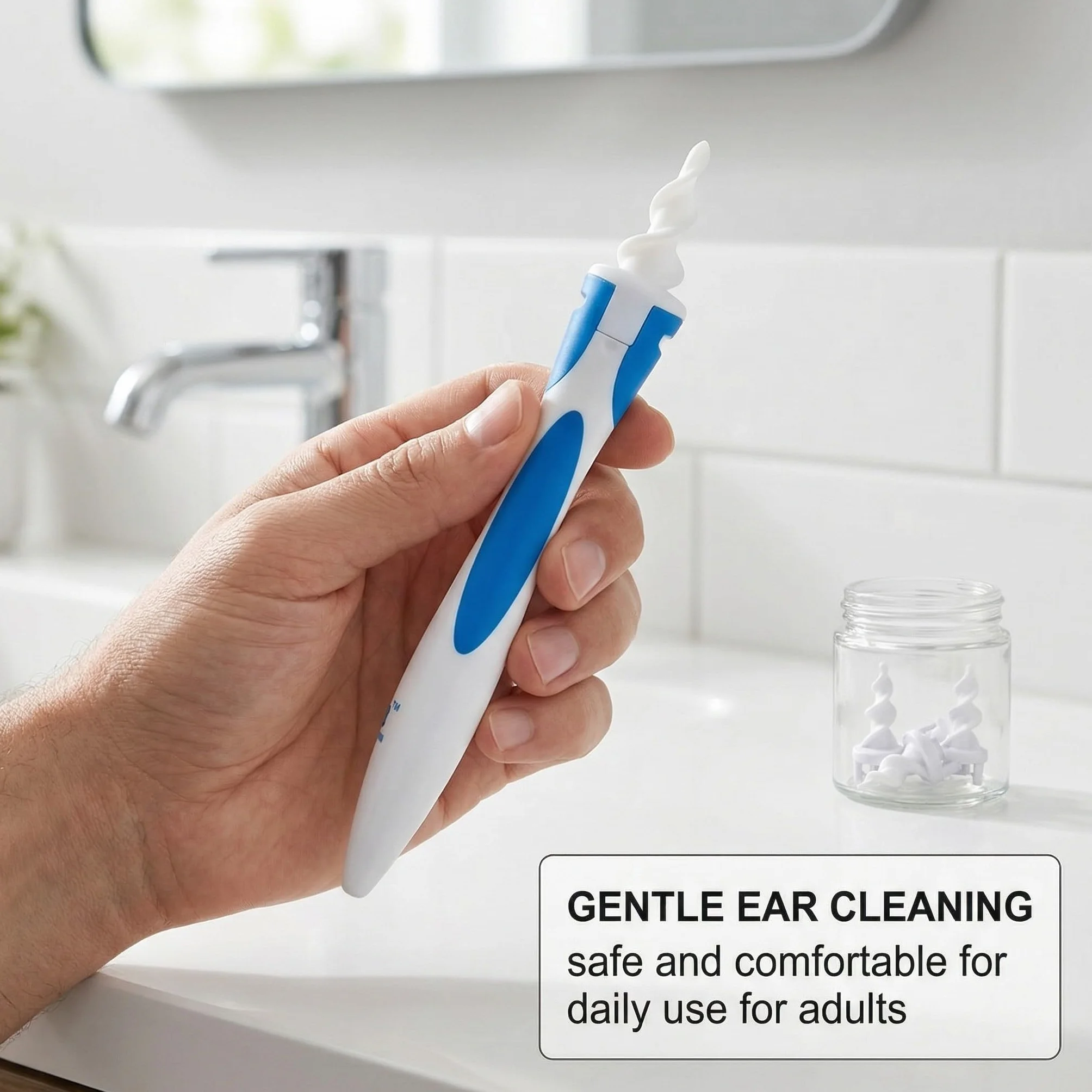 Kit de nettoyage d'oreille en silicone à spirale 360° avec 20 têtes lavables
