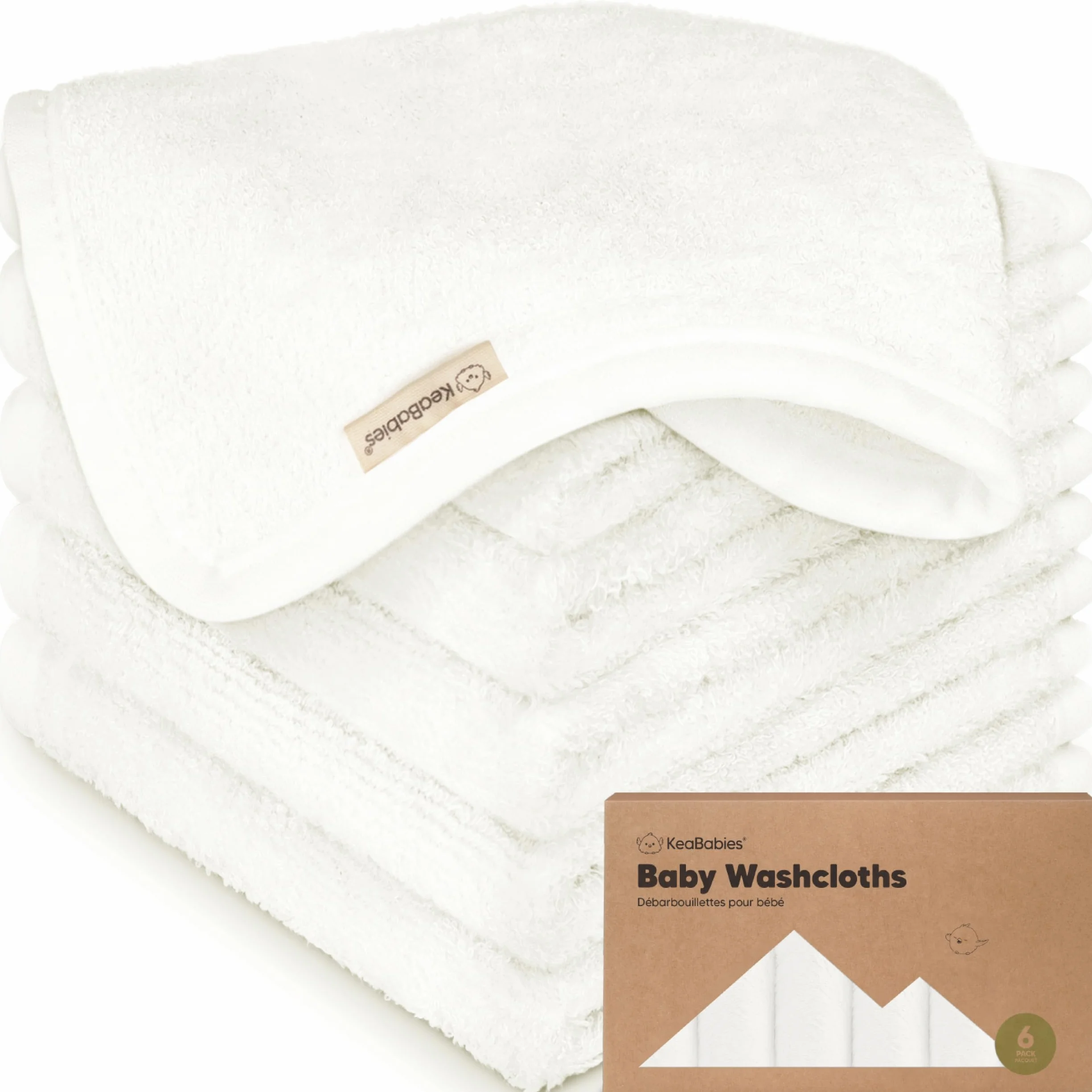 KeaBabies Débarbouillette bébé en Bambou Douce Biologique Serviette Visage Blanche