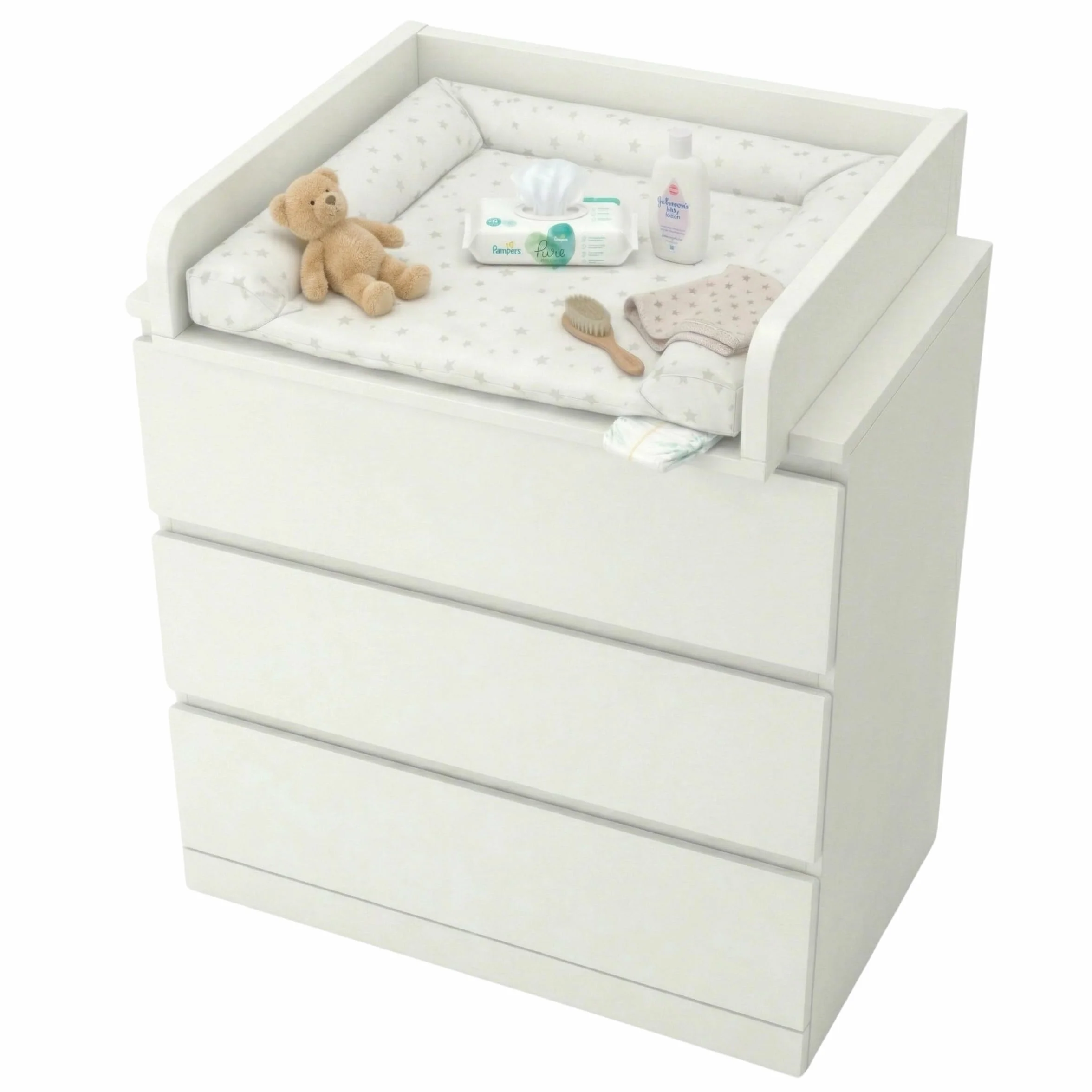 Table à langer bébé Blanc 53,2 x 70 cm Réglable extensible 34–50 cm Bords surélevés