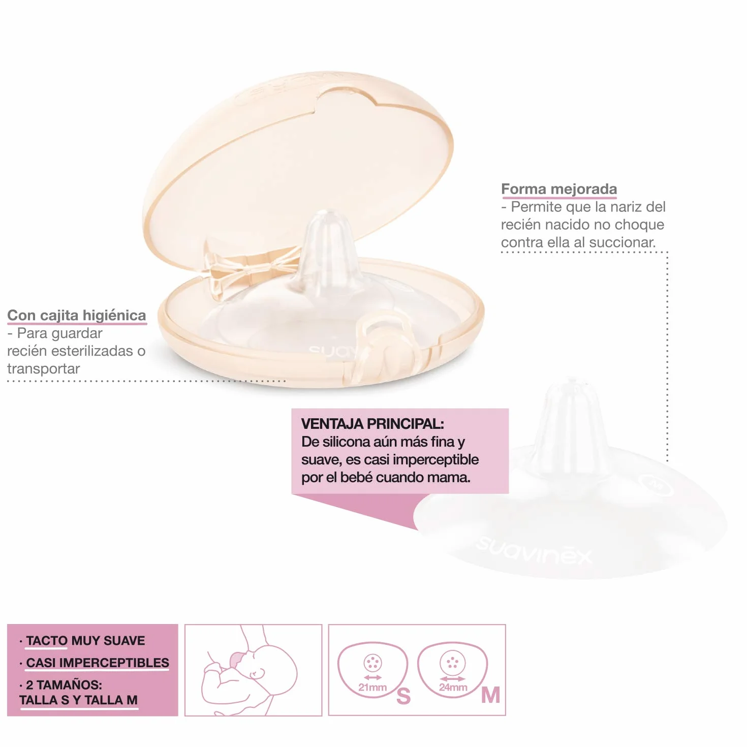 Suavinex Bouts de Sein en Silicone Taille M, 2 Unités