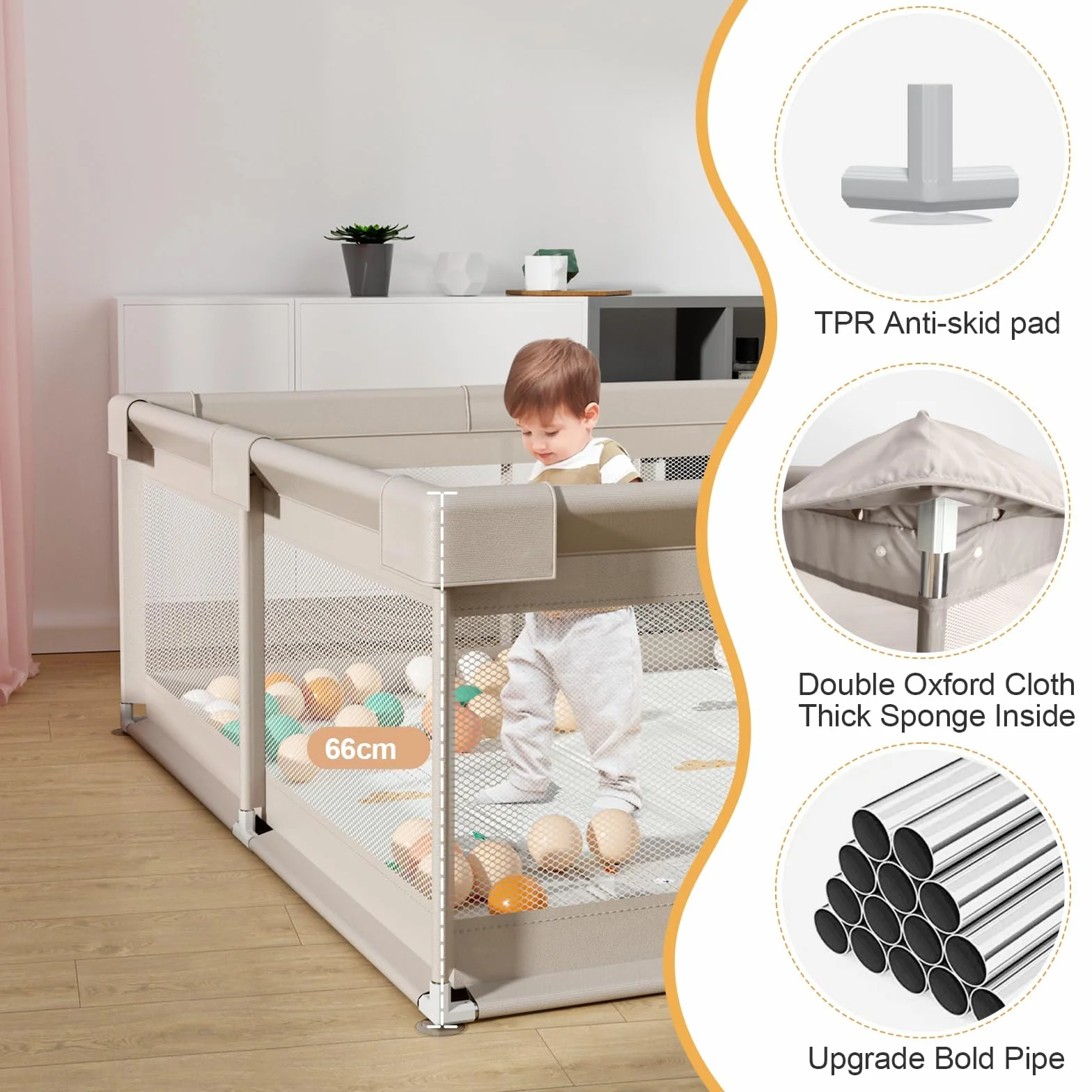 Parc Bébé 150x150cm Modulable Pliable Grand Parc pour Enfant avec Tapis