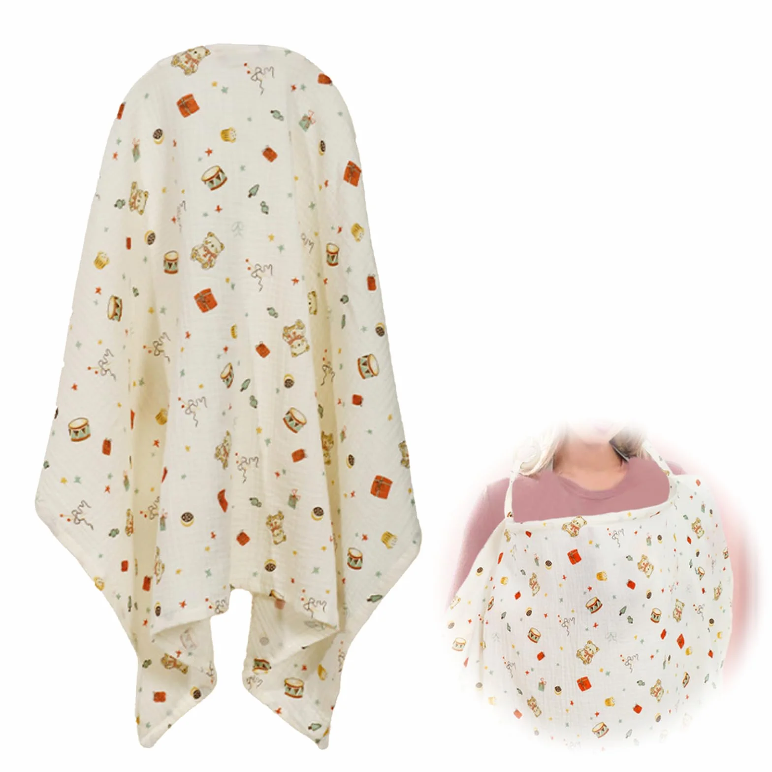Tablier d'allaitement en mousseline de coton respirant, réglable pour maman, bouclier d'intimité, poncho pour bébé et poussette