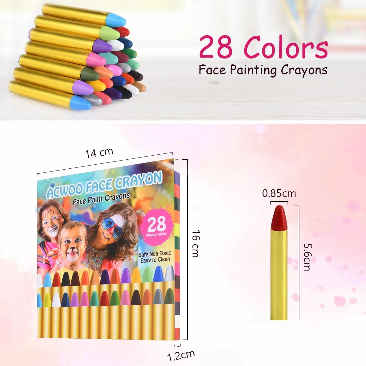 ACWOO Visage Peinture 28 Couleurs Crayons Maquillage Artistique Non-Toxique Lavable