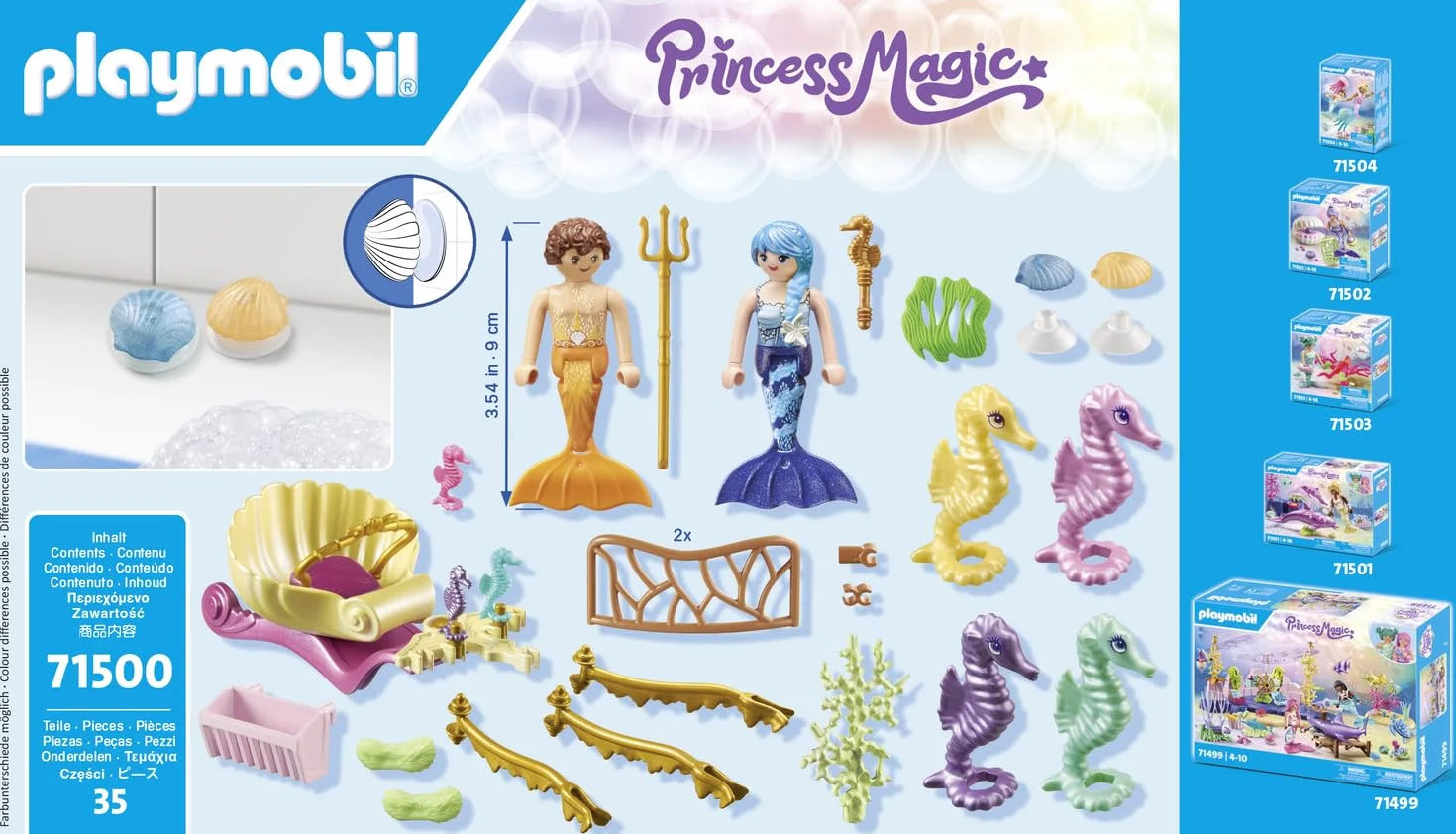 Playmobil 71500 Calèche avec sirènes et hippocampes Princess Magic - Deux Personnages, Une Calèche, Coquillages - Dès 4 Ans
