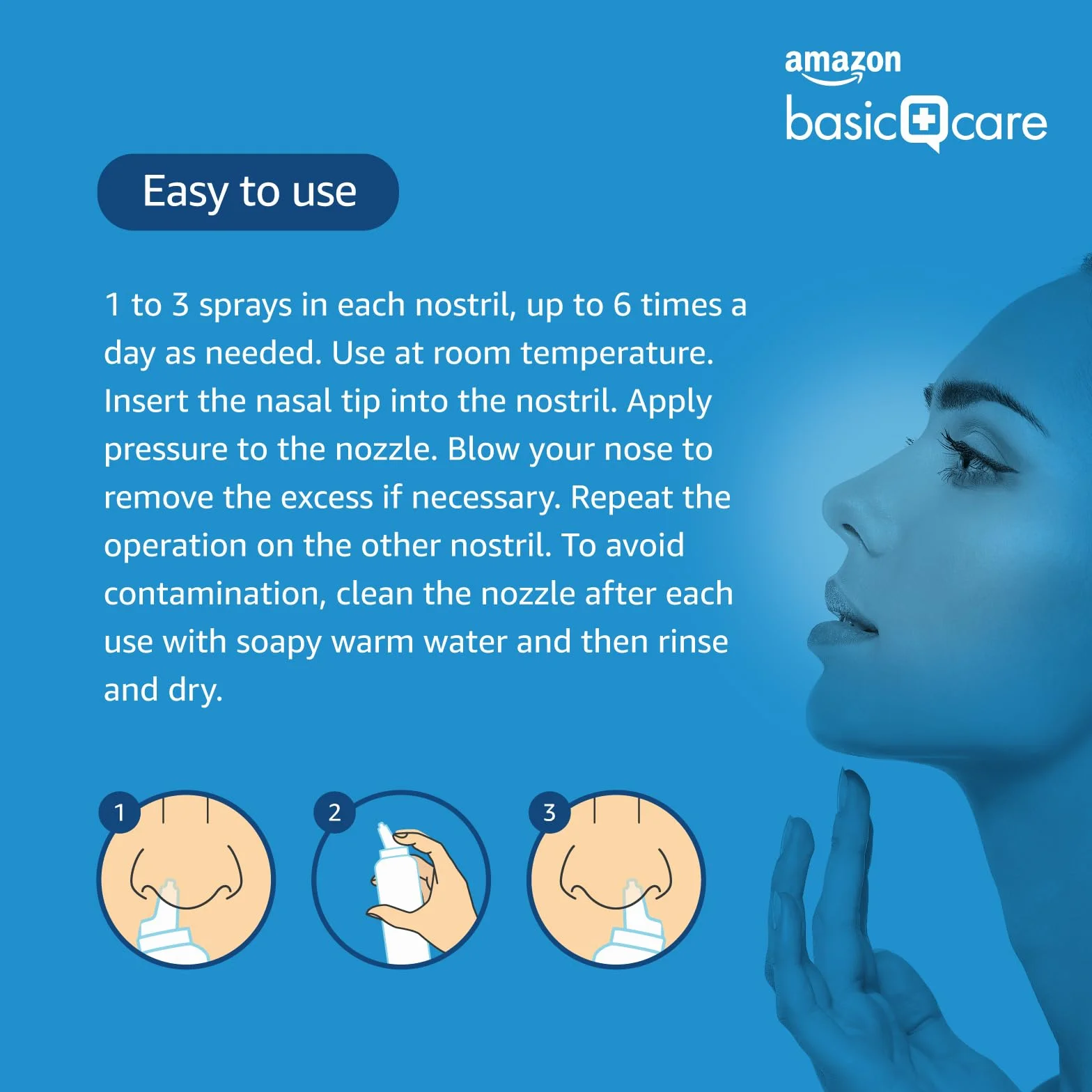 Amazon Basic Care Spray Nasal à l'Eau de Mer Naturelle 100 ml