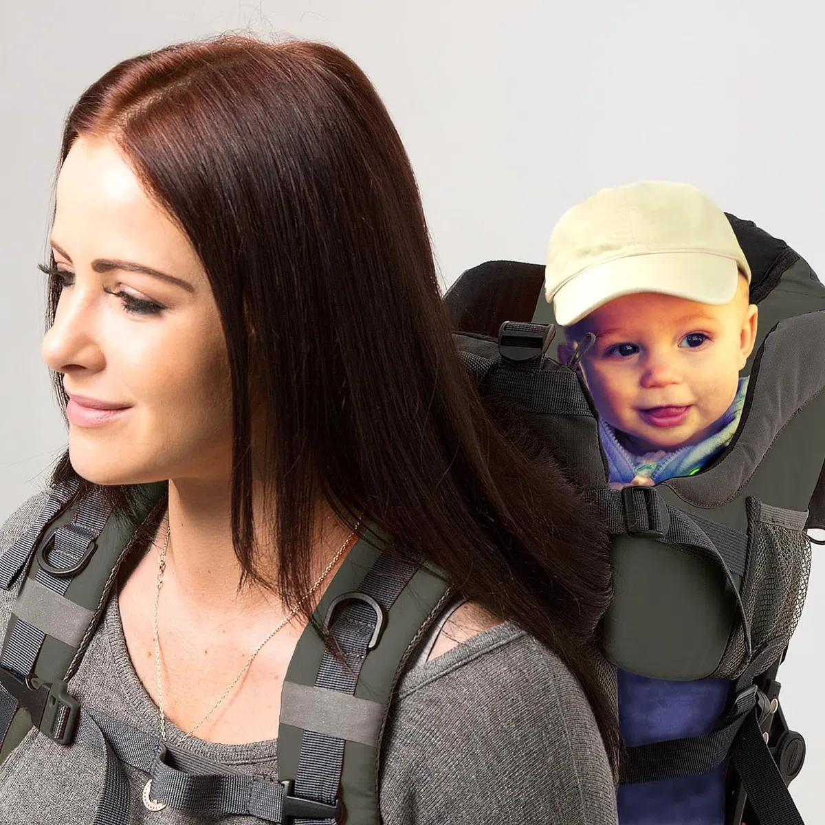 Porte Bebe Randonnée - Sac à Dos Porte Bébé Randonnée - Confortable Porte Bébé Dorsal Randonnée 18 Kg - Porte Bebe Sac a Dos avec Tapis à Langer, Poche Isolante, Capuche de Pluie et de Soleil