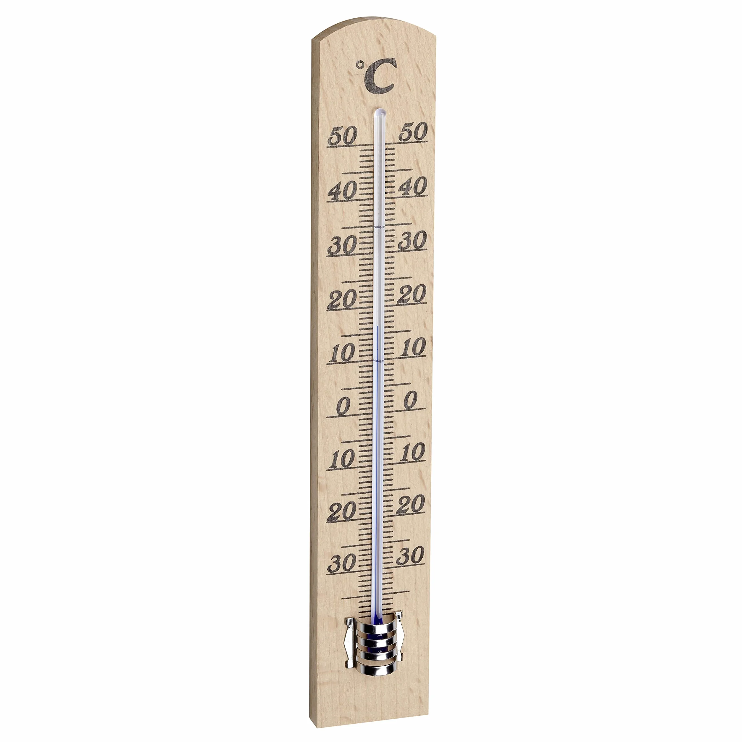 TFA Dostmann Thermomètre en Bois Hêtre 95.1031 Mesure Température Intérieure Économie Énergie Brun