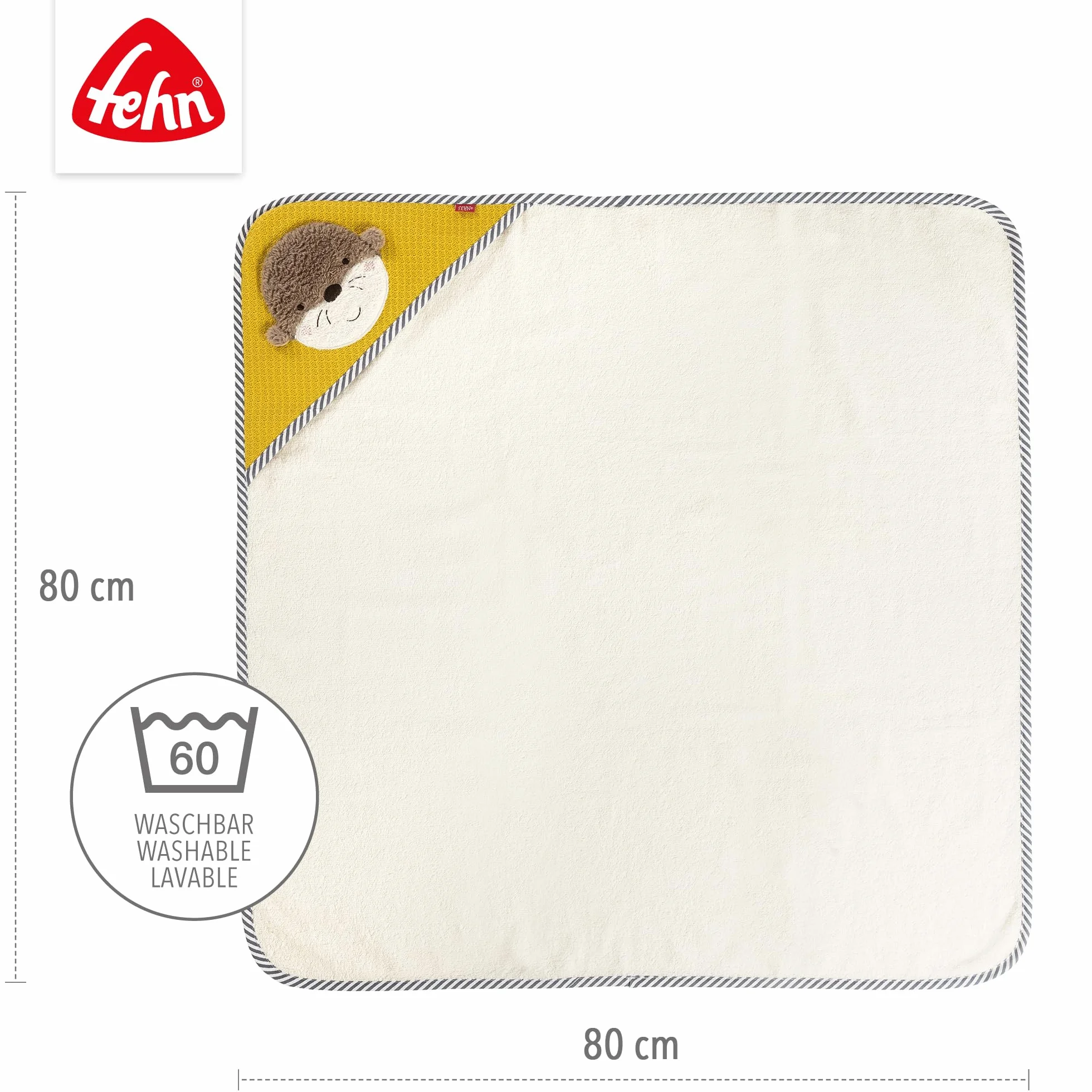 Fehn Serviette de Bain Loutre Poncho éponge avec Capuche pour Bébés 0+ Mois