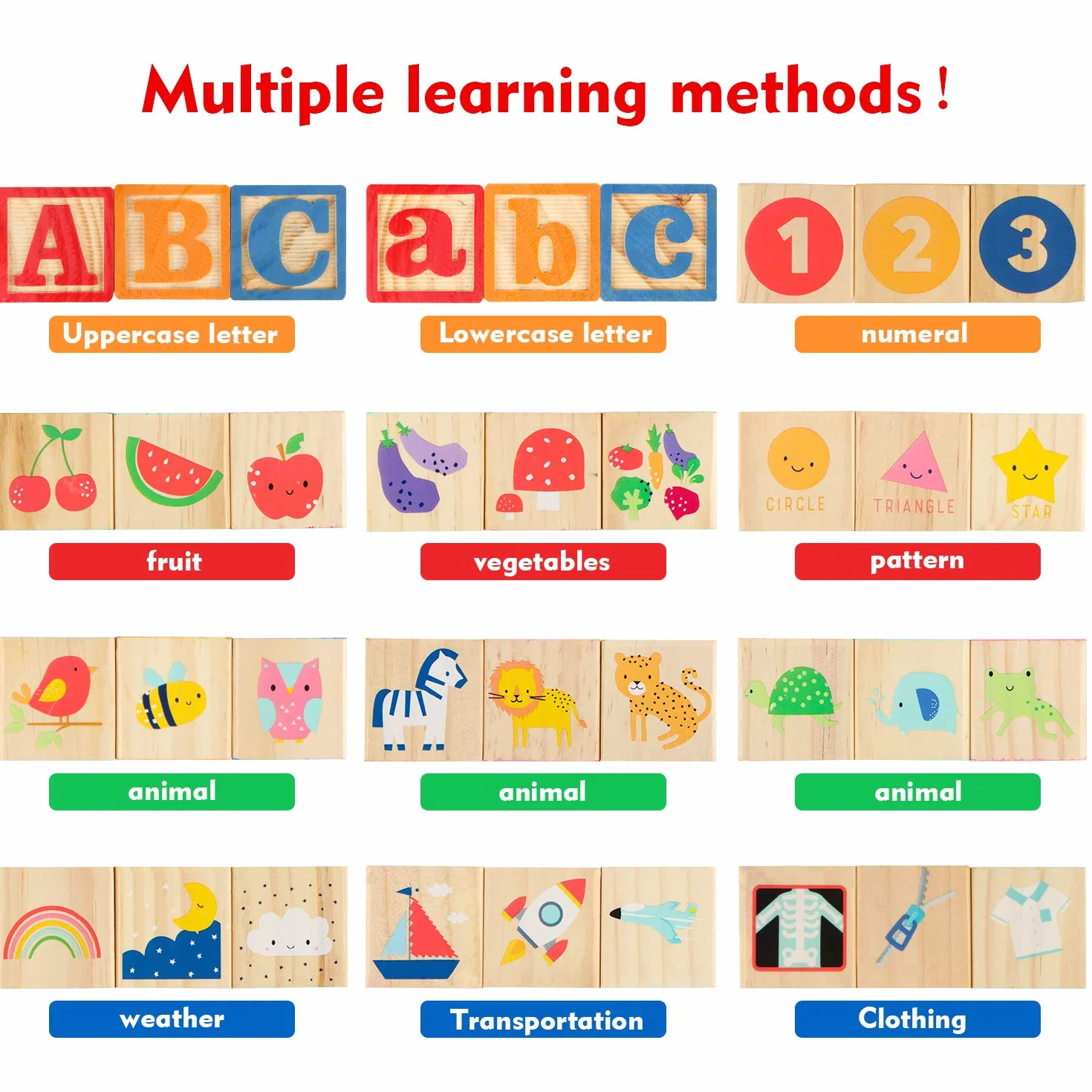 Wondertoys Blocs ABC en Bois Jeux de Construction Lettres Alphabet Jouets éducatifs Enfants 26 pièces