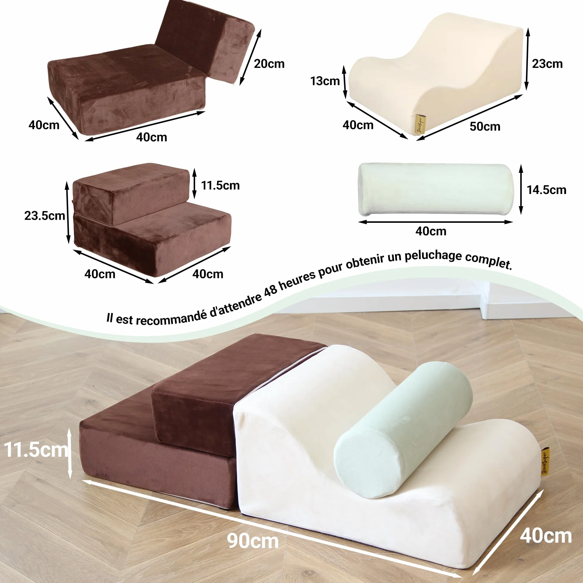 BanaSuper Parcours Motricité Bébé, Blocs Mousse Éducatifs avec Velcro, Structure d'escalade Antidérapante, 3 Pièces