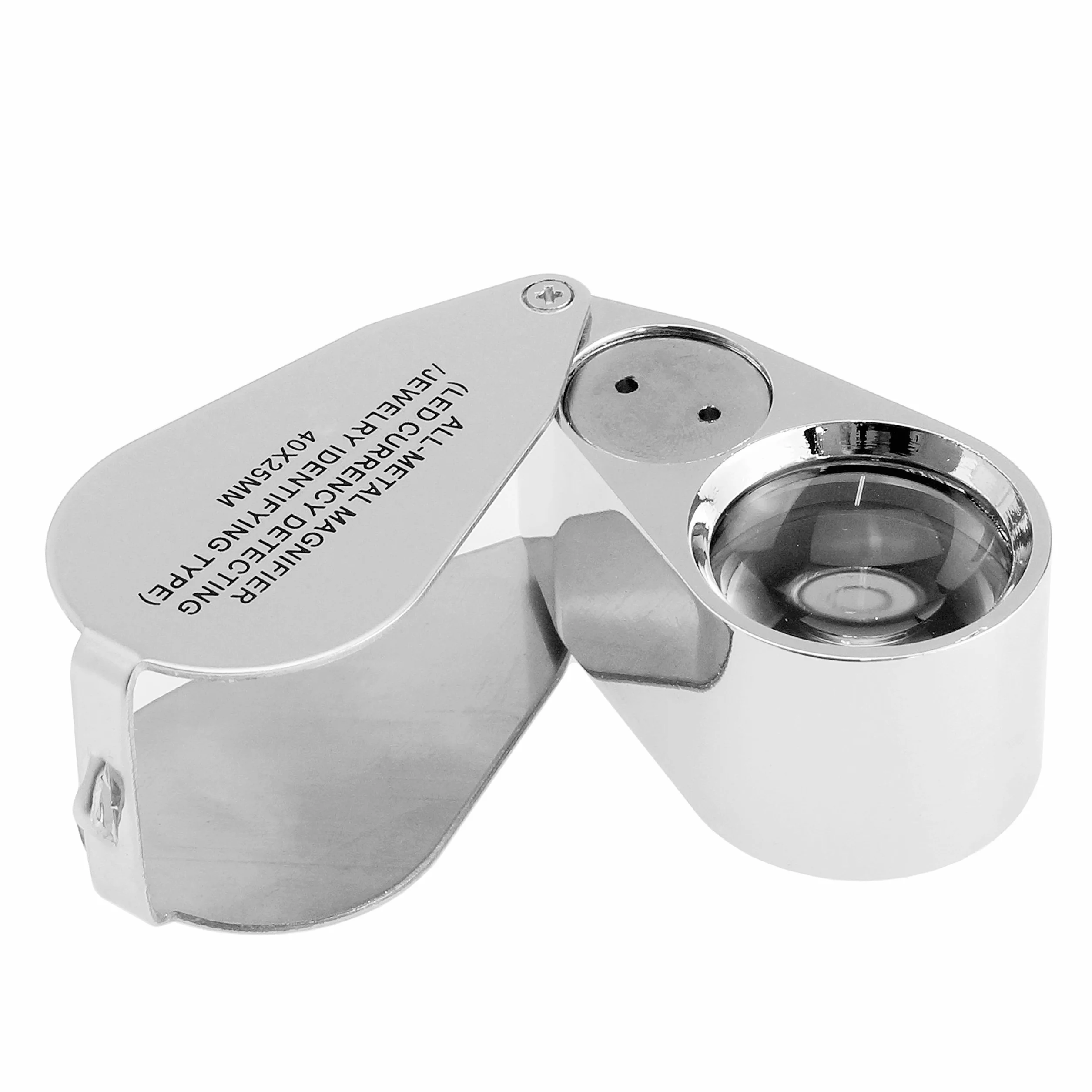 Kare & Kind 40X Illuminated Jeweler Loupe UV LED avec Construction Métallique et Verre Optique 25 mm Argent