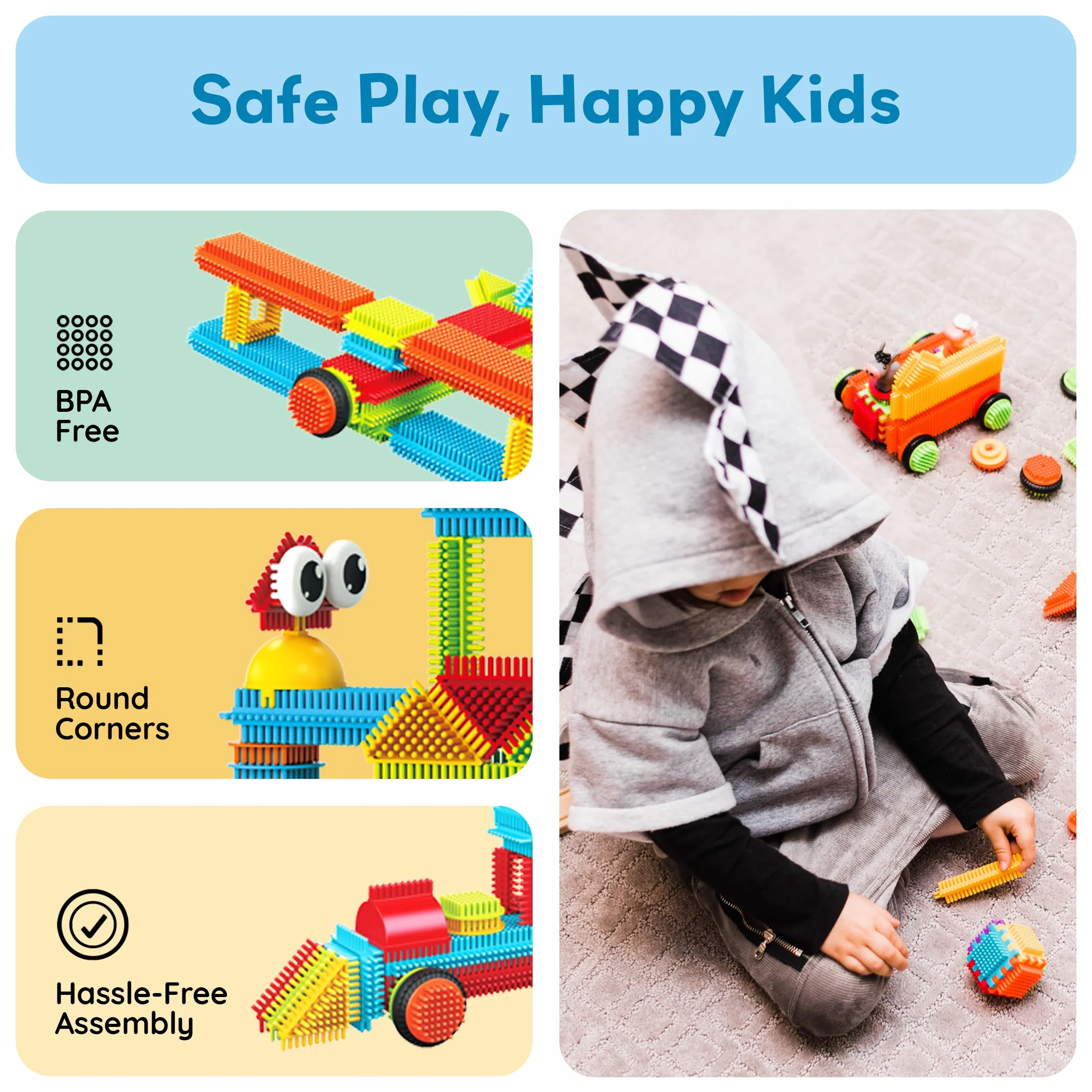 Picasso Toys PTB112 Blocs de Construction STEM en Forme de hérisson - Jouet d'apprentissage empilable