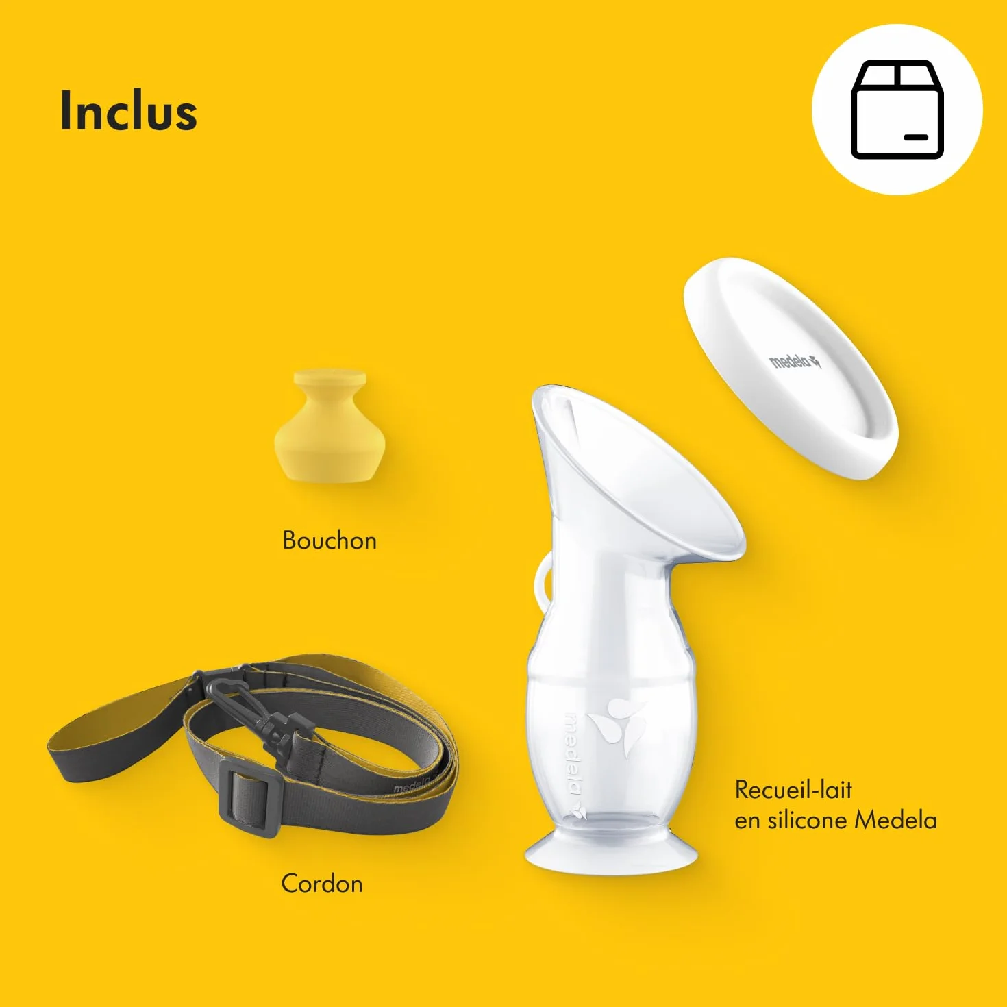 Medela recueil lait maternel en silicone avec base ventouse couvercle stockage
