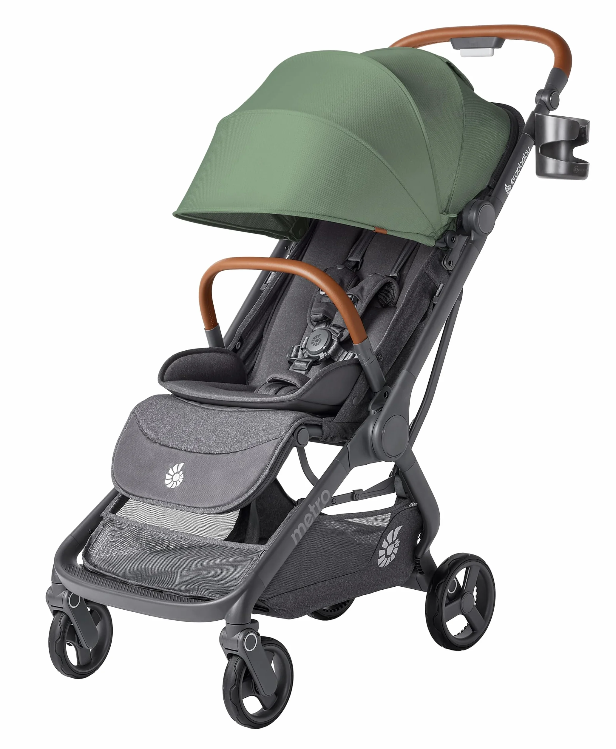 Ergobaby Metro 3 Deluxe Poussette compacte inclinable, pliage une main, compatible siège auto, Willow Green