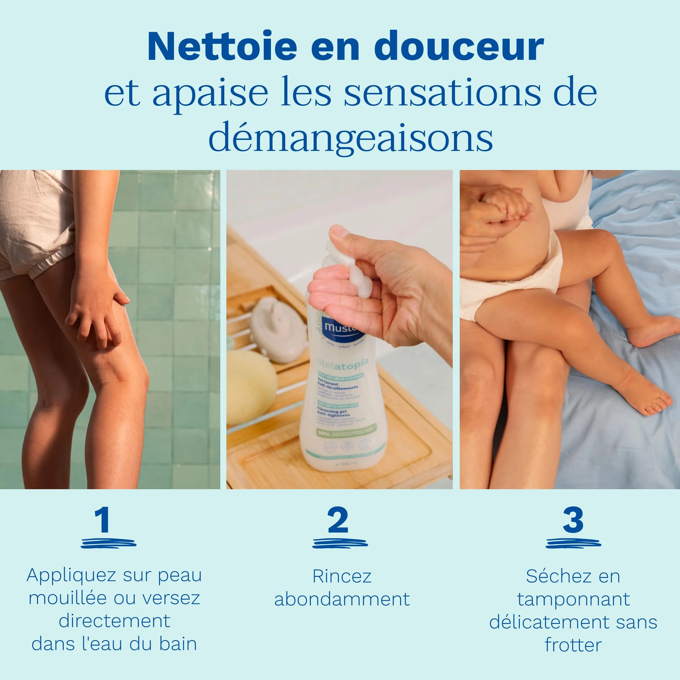 Mustela Stelatopia Gel Nettoyant Corps et Cheveux 500ml Peaux Sèches Dermatites Atopiques Bébés Enfants