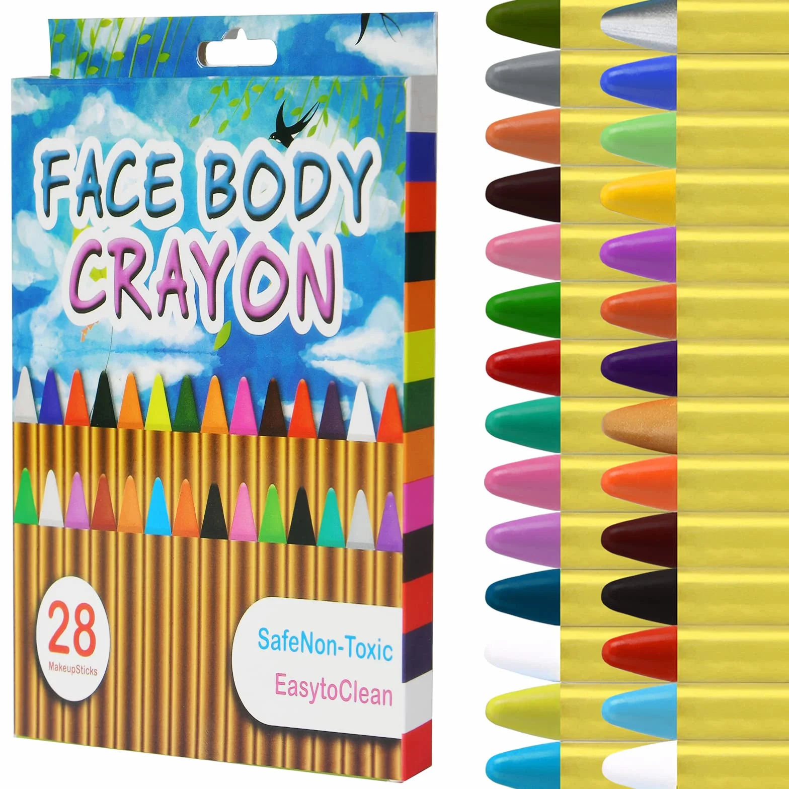 ACWOO Visage Peinture 28 Couleurs Crayons Maquillage Artistique Non-Toxique Lavable